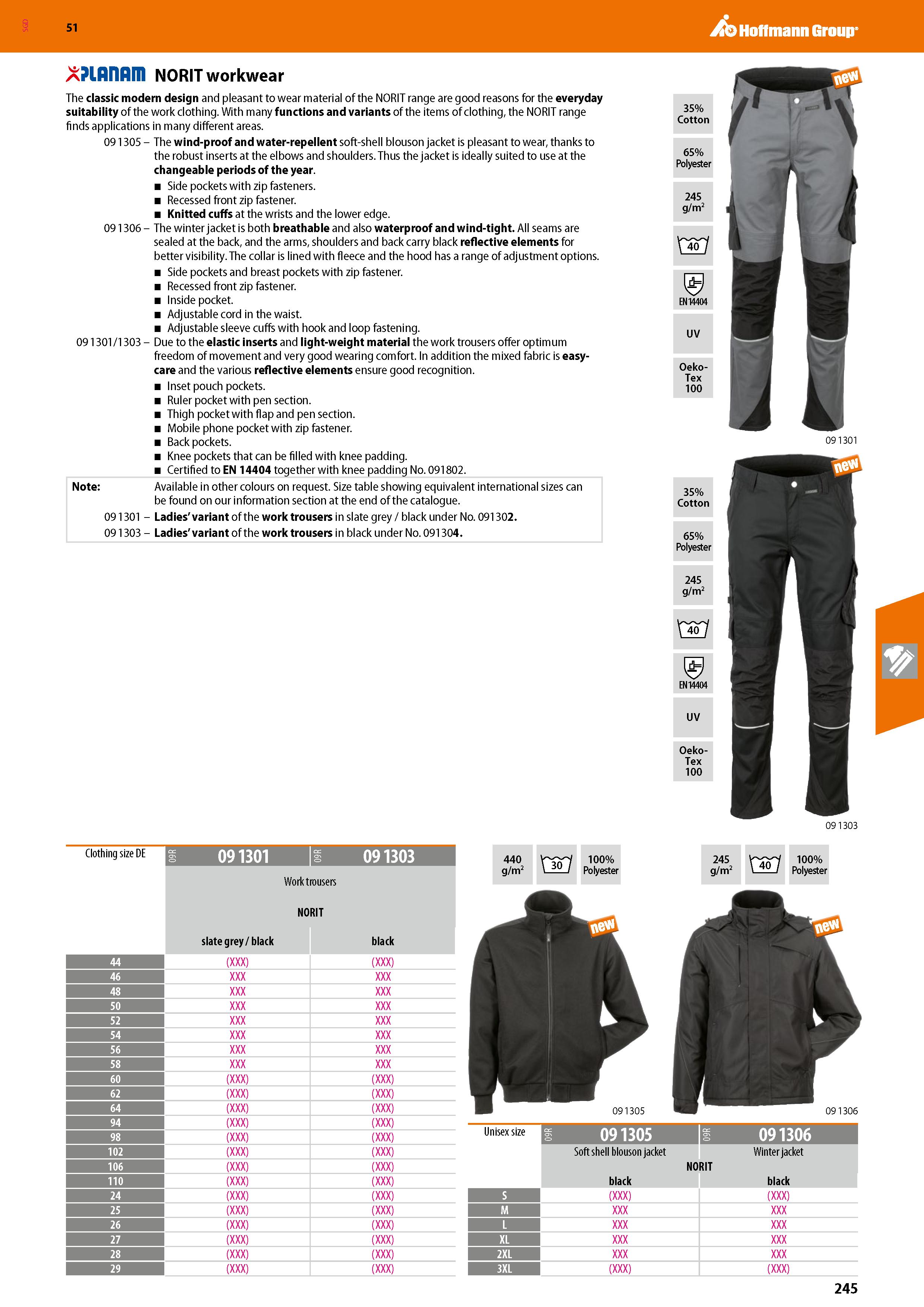 245 SGD Hoffmann Group 51 A mnnm NORIT workwear The classic modern design and pleasant to wear material of the NORIT range are good reasons for the e Каталог HOFFMANN GROUP 2020 Средства индивидуальной защиты органов зрения дыхания кожи СИЗ от поражения электрическим током шума Защитные перчатки Очки Специальная одежда Стр. 245