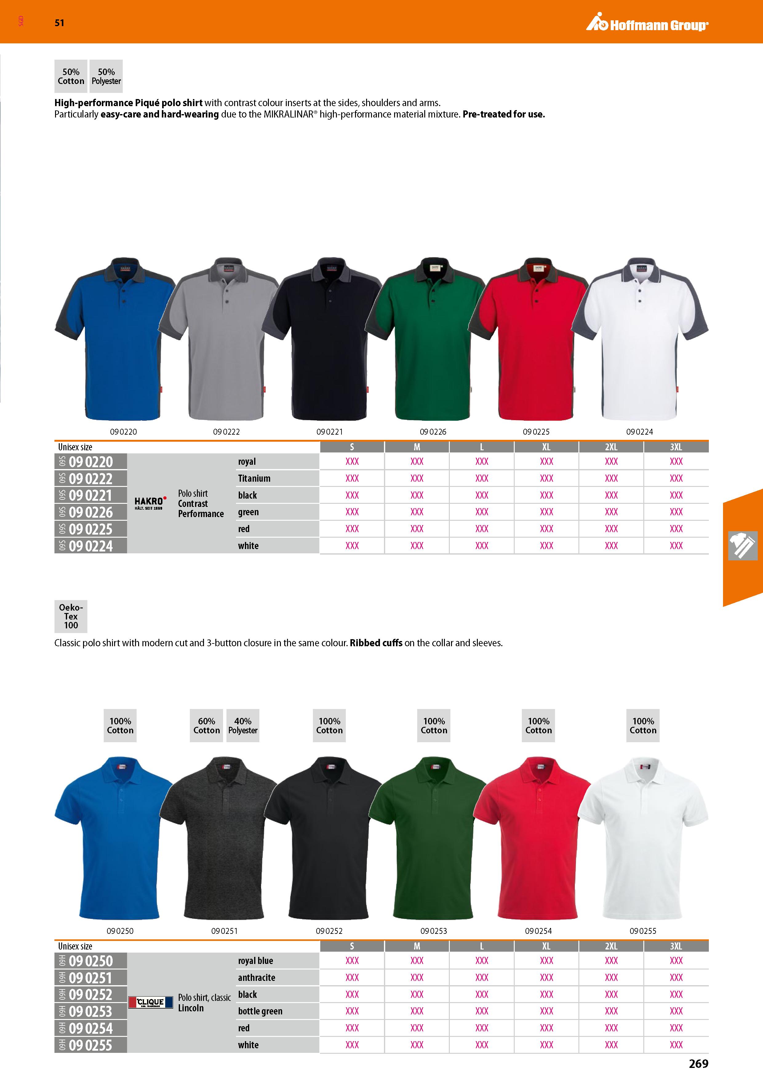 269 SGD Hoffmann Group 51 50% 50% Cotton Polyester High-performance Pique polo shirt with contrast colour inserts at the sides, shoulders and arms Pa Каталог HOFFMANN GROUP 2020 Средства индивидуальной защиты органов зрения дыхания кожи СИЗ от поражения электрическим током шума Защитные перчатки Очки Специальная одежда Стр. 269