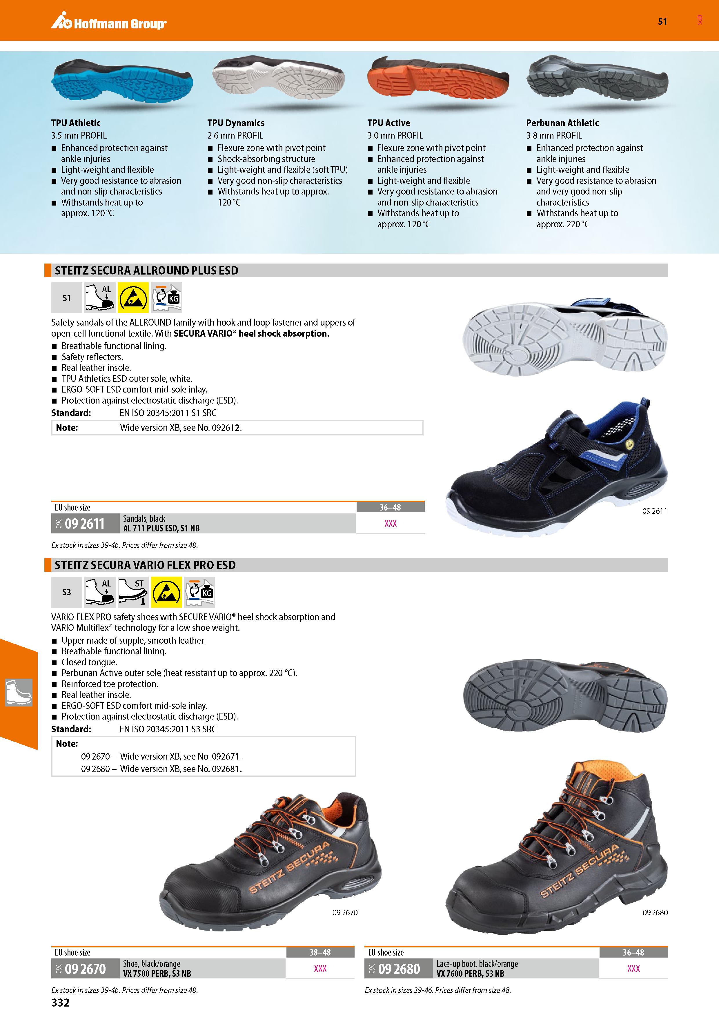 332 Hoffmann Group 51 TPU Athletic 3 5 mm PROFIL Enhanced protection against ankle injuries Light-weight and flexible Very good resistance to abrasio Каталог HOFFMANN GROUP 2020 Средства индивидуальной защиты органов зрения дыхания кожи СИЗ от поражения электрическим током шума Защитные перчатки Очки Специальная одежда Стр. 332