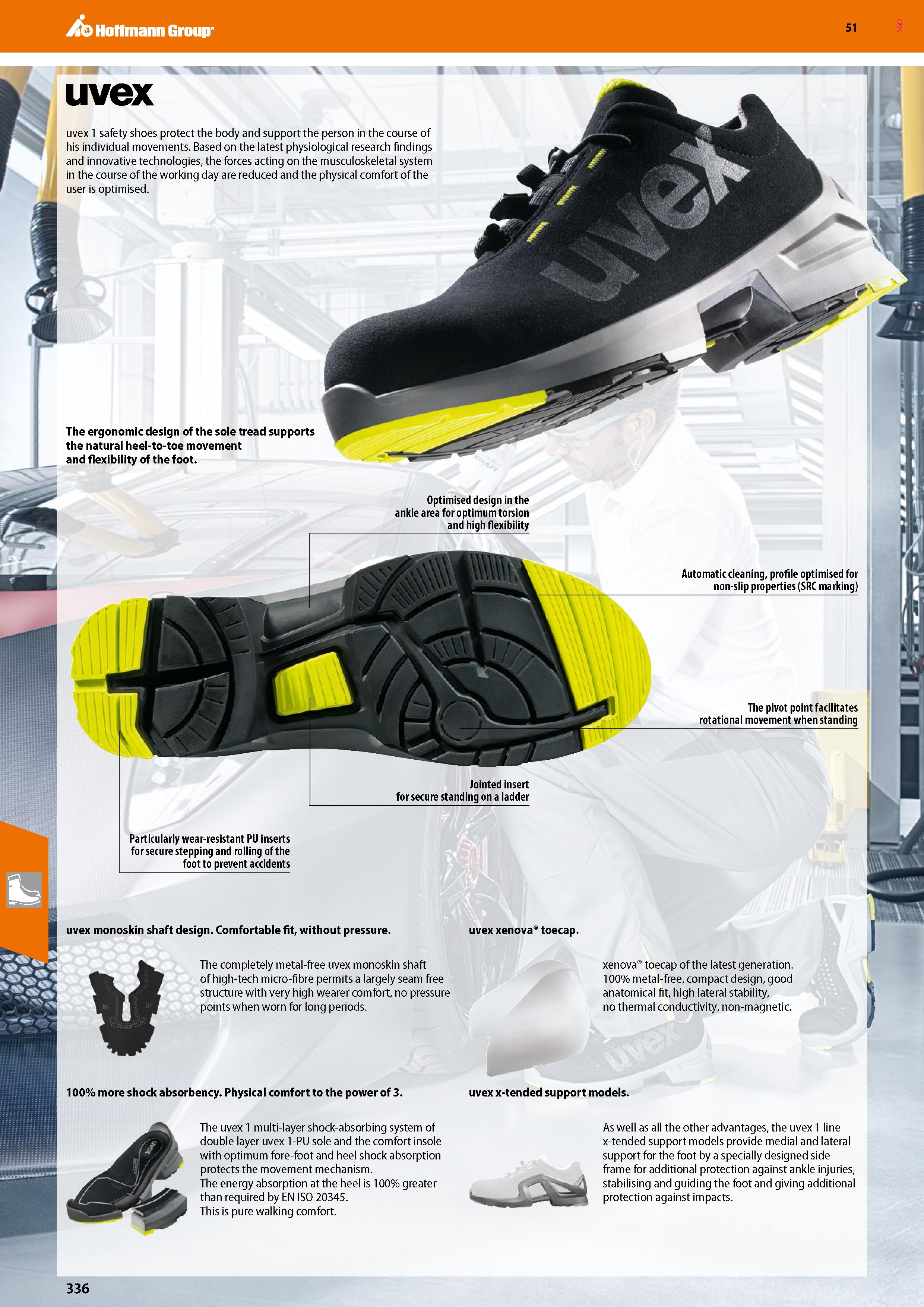 336 Hoffmann Group 51 , uvex uvex 1 safety shoes protect the body and support the person in the course of his individual movements Based on the lates Каталог HOFFMANN GROUP 2020 Средства индивидуальной защиты органов зрения дыхания кожи СИЗ от поражения электрическим током шума Защитные перчатки Очки Специальная одежда Стр. 336