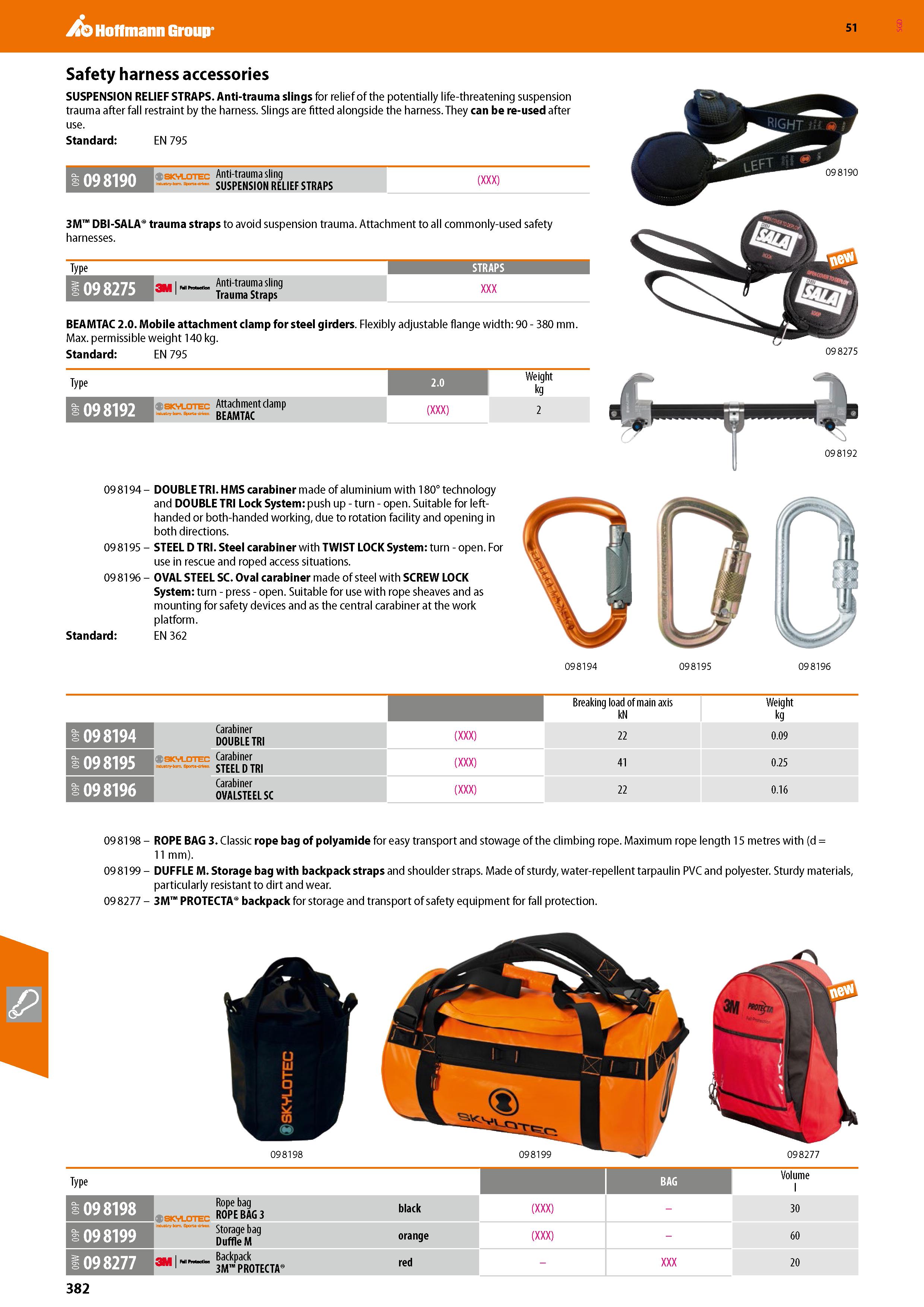382 Hoffmann Group 51 Safety harness accessories SUSPENSION RELIEF STRAPS Anti-trauma slings for relief of the potentially life-threatening suspensio Каталог HOFFMANN GROUP 2020 Средства индивидуальной защиты органов зрения дыхания кожи СИЗ от поражения электрическим током шума Защитные перчатки Очки Специальная одежда Стр. 382