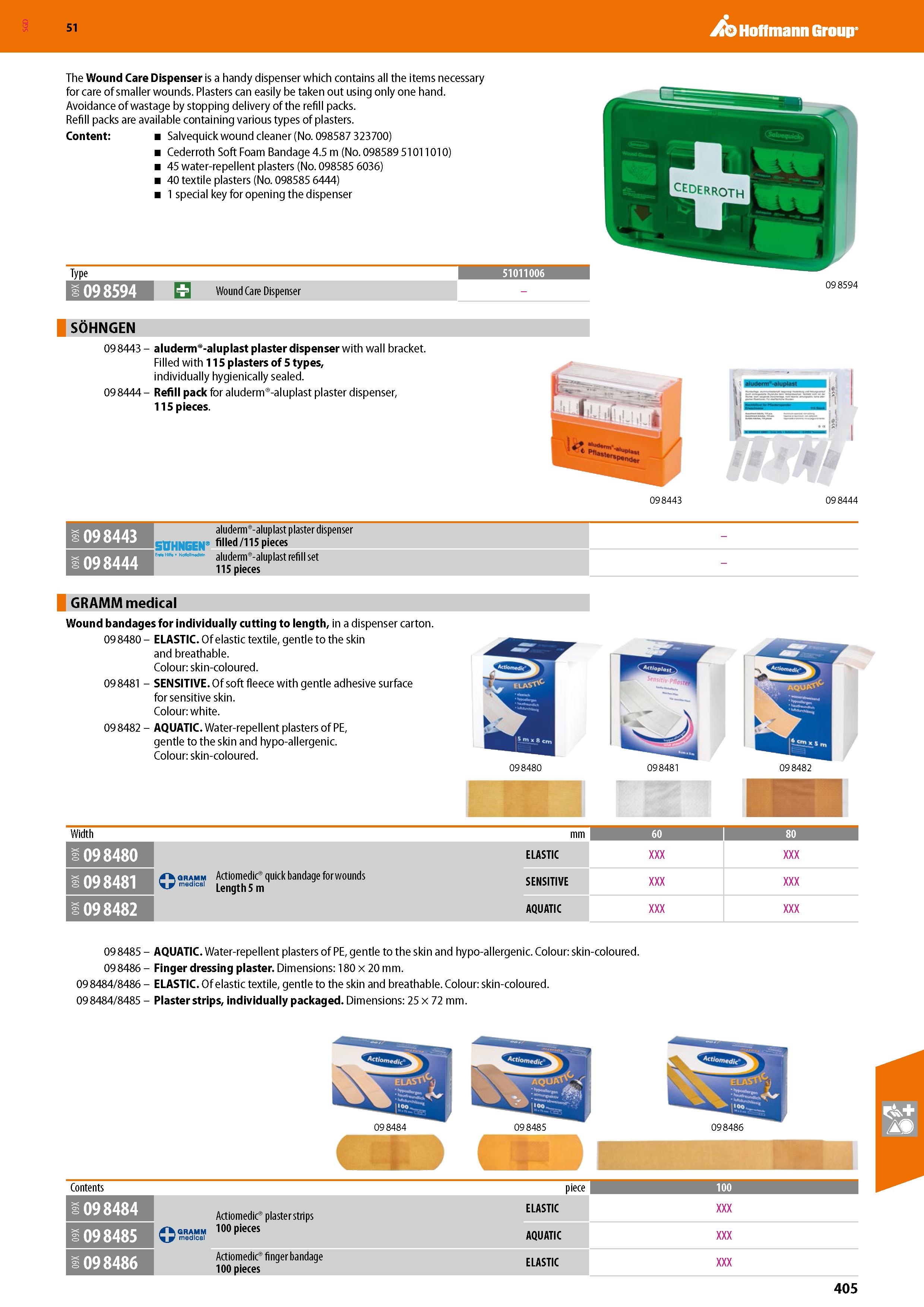 405 SGD Hoffmann Group 51 The Wound Care Dispenser is a handy dispenser which contains all the items necessary for care of smaller wounds Plasters ca Каталог HOFFMANN GROUP 2020 Средства индивидуальной защиты органов зрения дыхания кожи СИЗ от поражения электрическим током шума Защитные перчатки Очки Специальная одежда Стр. 405