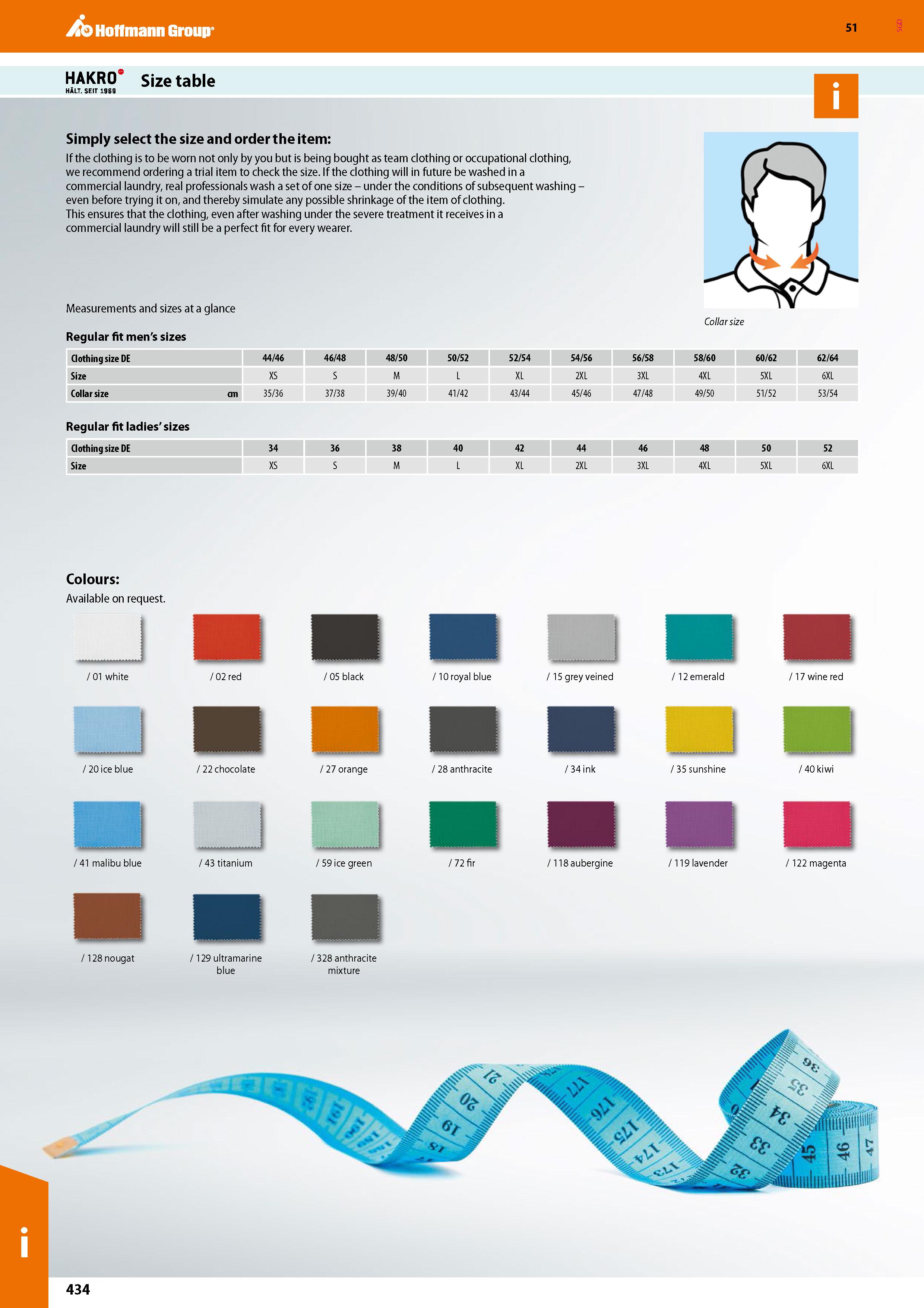 434 Hoffmann Group 51 H A KRO Size table Simply select the size and order the item: If the clothing is to be worn not only by you but is being bought Каталог HOFFMANN GROUP 2020 Средства индивидуальной защиты органов зрения дыхания кожи СИЗ от поражения электрическим током шума Защитные перчатки Очки Специальная одежда Стр. 434