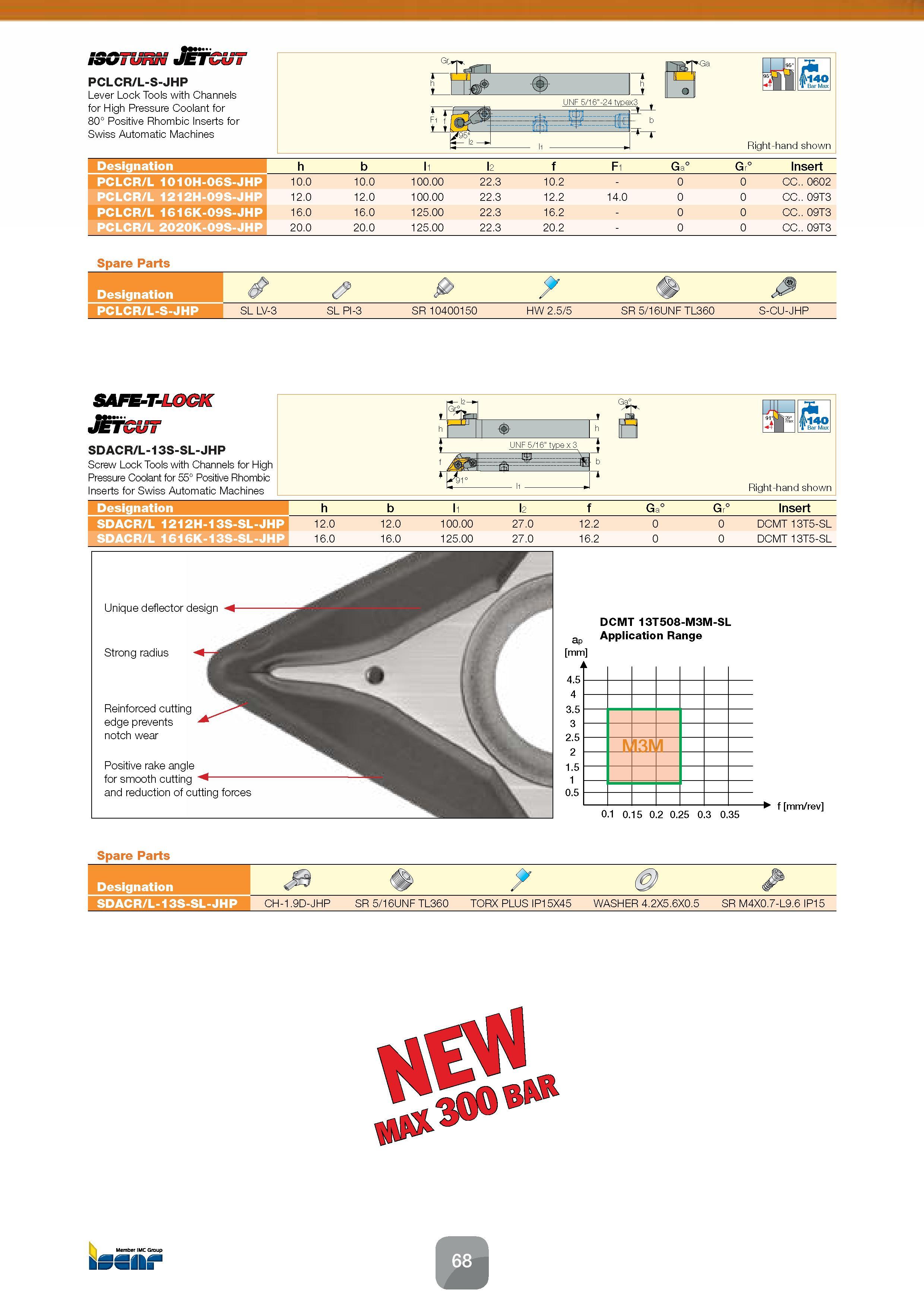 70 Screw Lock Tools SAFE-T-LOCK Jetcut SDACR/L-13S-SL-JHP with Channels for High Pressure Coolant for 55° Positive Rhombic Inserts for Swiss Automat Каталог ISCAR 2016 Новый металлорежущий инструмент и инструментальная оснастка для металлообрабатывающих промышленных станков и комплексов с ЧПУ Стр. 68