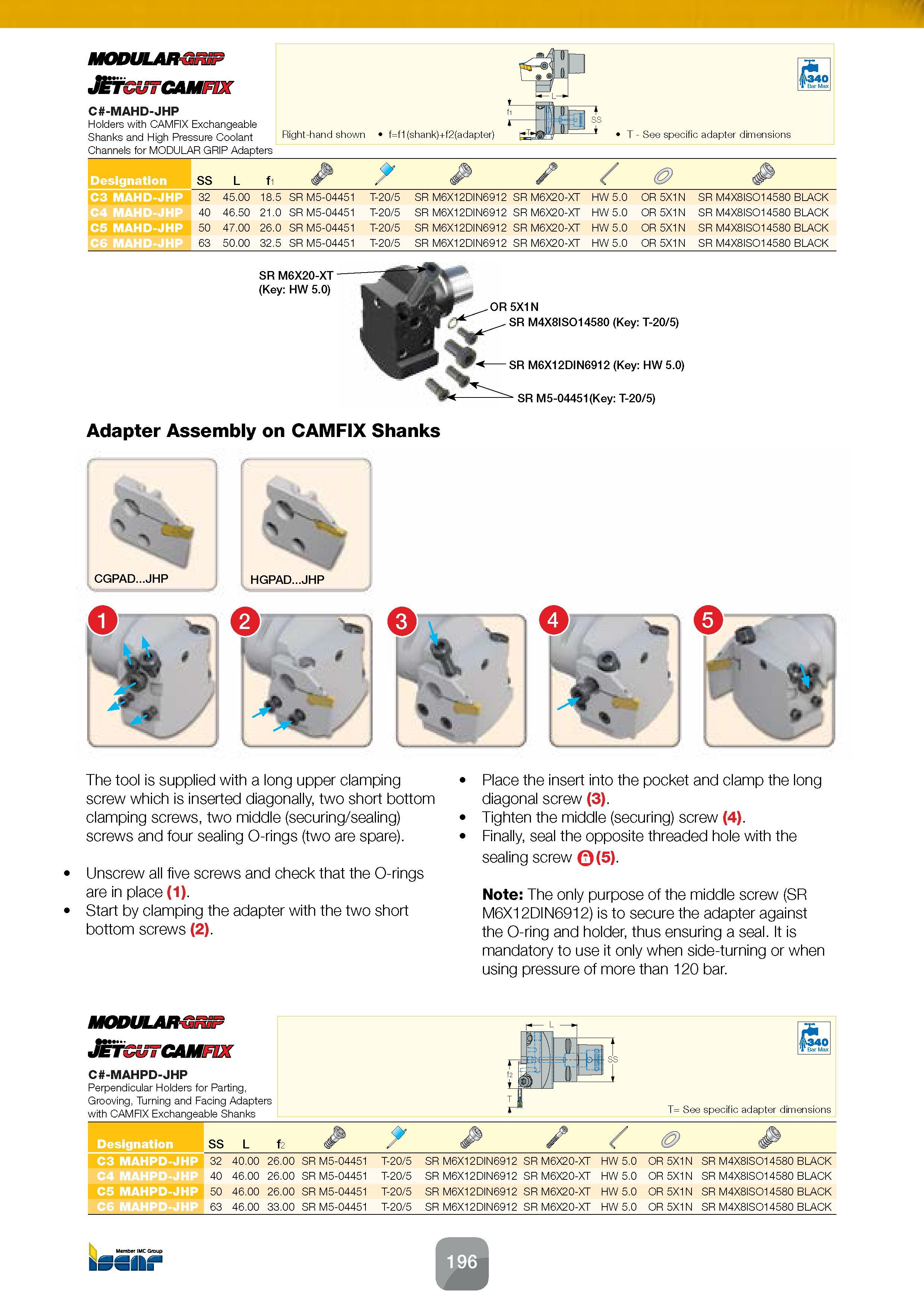 198 MODULAR Jetcutcamfix C -MAHD-JHP Holders with CAMFIX Exchangeable Shanks and High Pressure Coolant Channels for MODULAR GRIP Adapters Designation Каталог ISCAR 2016 Новый металлорежущий инструмент и инструментальная оснастка для металлообрабатывающих промышленных станков и комплексов с ЧПУ Стр. 196
