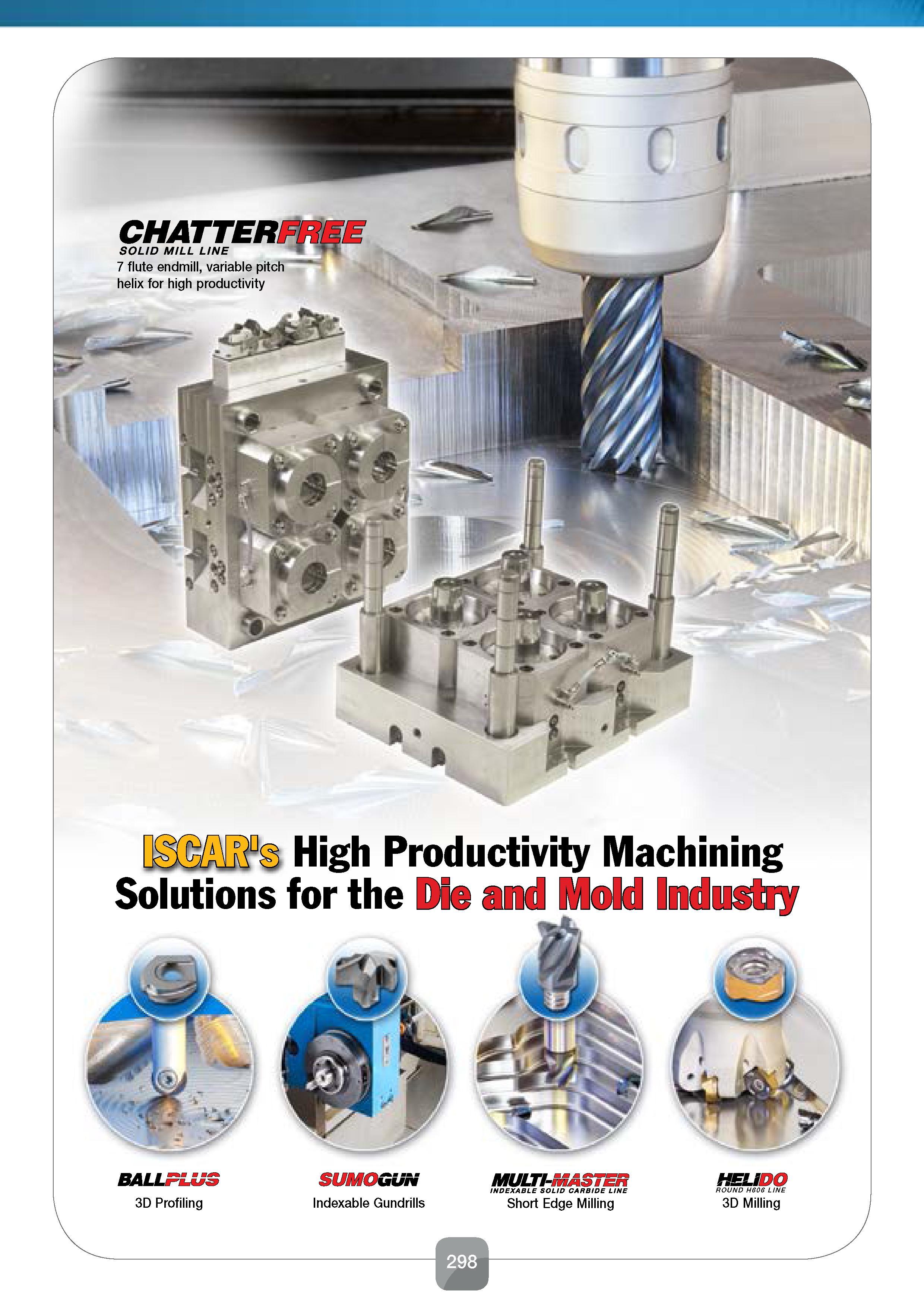 300 CHATTER, SOLID MILL LINE 7 flute endmill, variable pitch helix for high productivity I i- -nR's High ProductivitylMachining Solutions for the Die Каталог ISCAR 2016 Новый металлорежущий инструмент и инструментальная оснастка для металлообрабатывающих промышленных станков и комплексов с ЧПУ Стр. 298