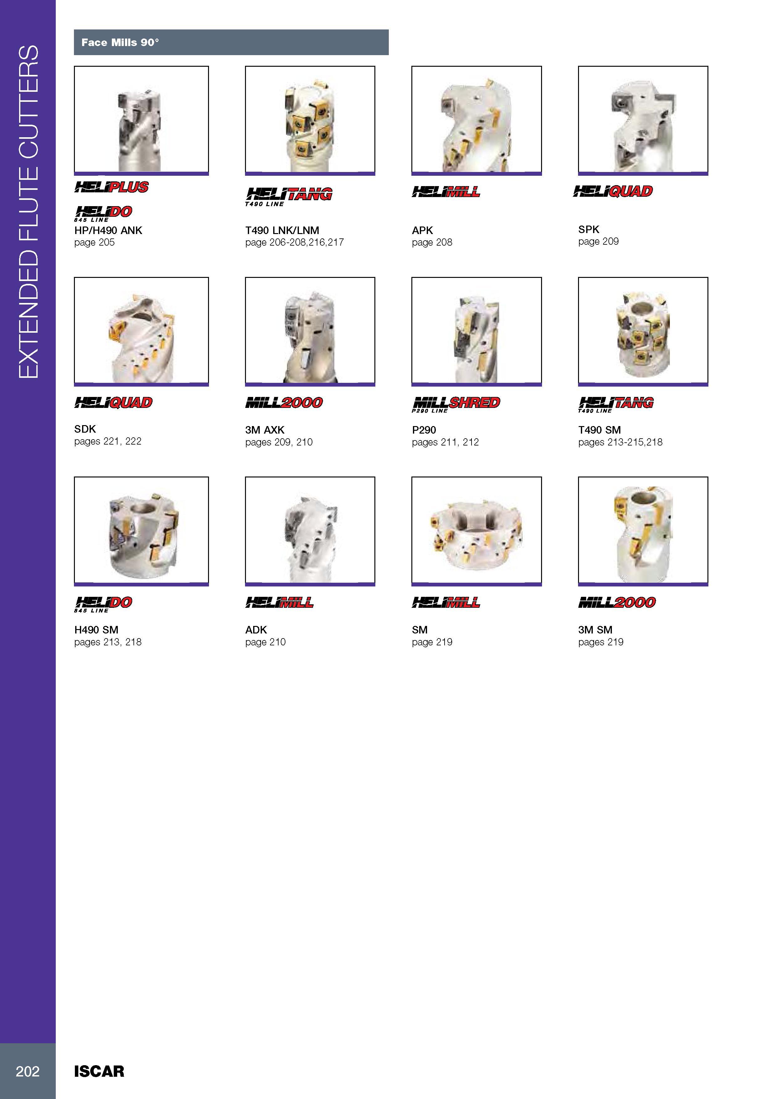 206 EXTENDED FLUTE CUTTERS Face Mills 90° SSUPLUS HELiDO 845 LINE HP/H490 ANK page 205 HELiTANG T490 LINE T490 LNK/LNM page 206-208,216,217 APK page 208 fSLiQUA Каталог ISCAR 2017 Вращающийся металлорежущий инструмент и инструментальная оснастка для металлообрабатывающих станков Фрезы Сверла Развертки Расточные системы Стр. 202