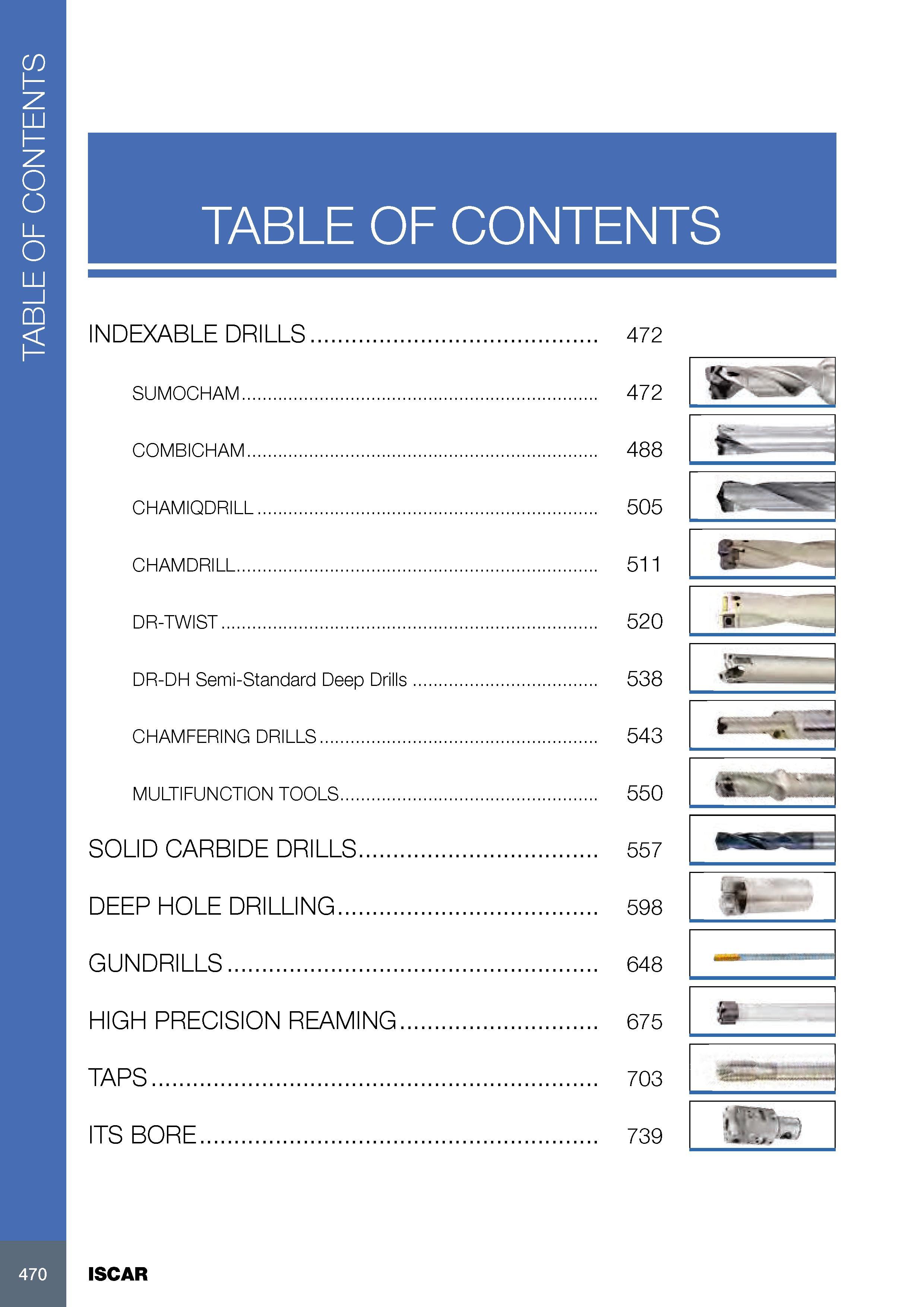474 TABLE OF CONTENTS 470 TABLE OF CONTENTS INDEXABLE DRILLS 472 SUMOCHAM 472 COMBICHAM 488 CHAMIQDRILL 505 CHAMDRILL 511 DR-TWIST 520 DR-DH Semi-Standard Deep Каталог ISCAR 2017 Вращающийся металлорежущий инструмент и инструментальная оснастка для металлообрабатывающих станков Фрезы Сверла Развертки Расточные системы Стр. 470