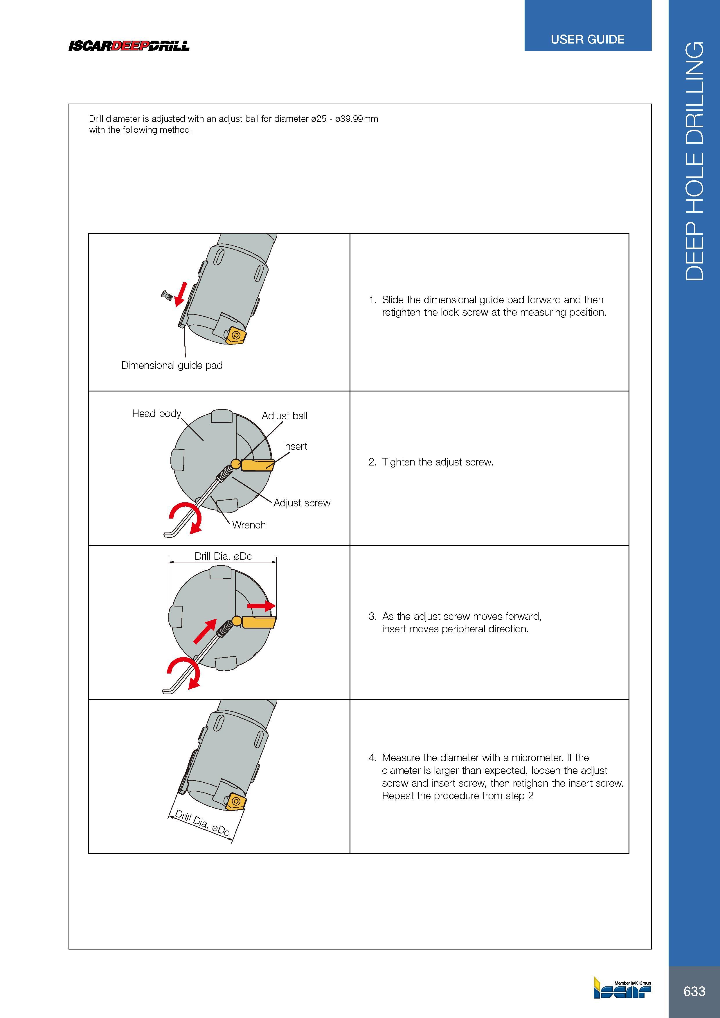 637 USER GUIDE ISCARDEEPDRiLL 633 DEEP HOLE DRILLING Каталог ISCAR 2017 Вращающийся металлорежущий инструмент и инструментальная оснастка для металлообрабатывающих станков Фрезы Сверла Развертки Расточные системы Стр. 633