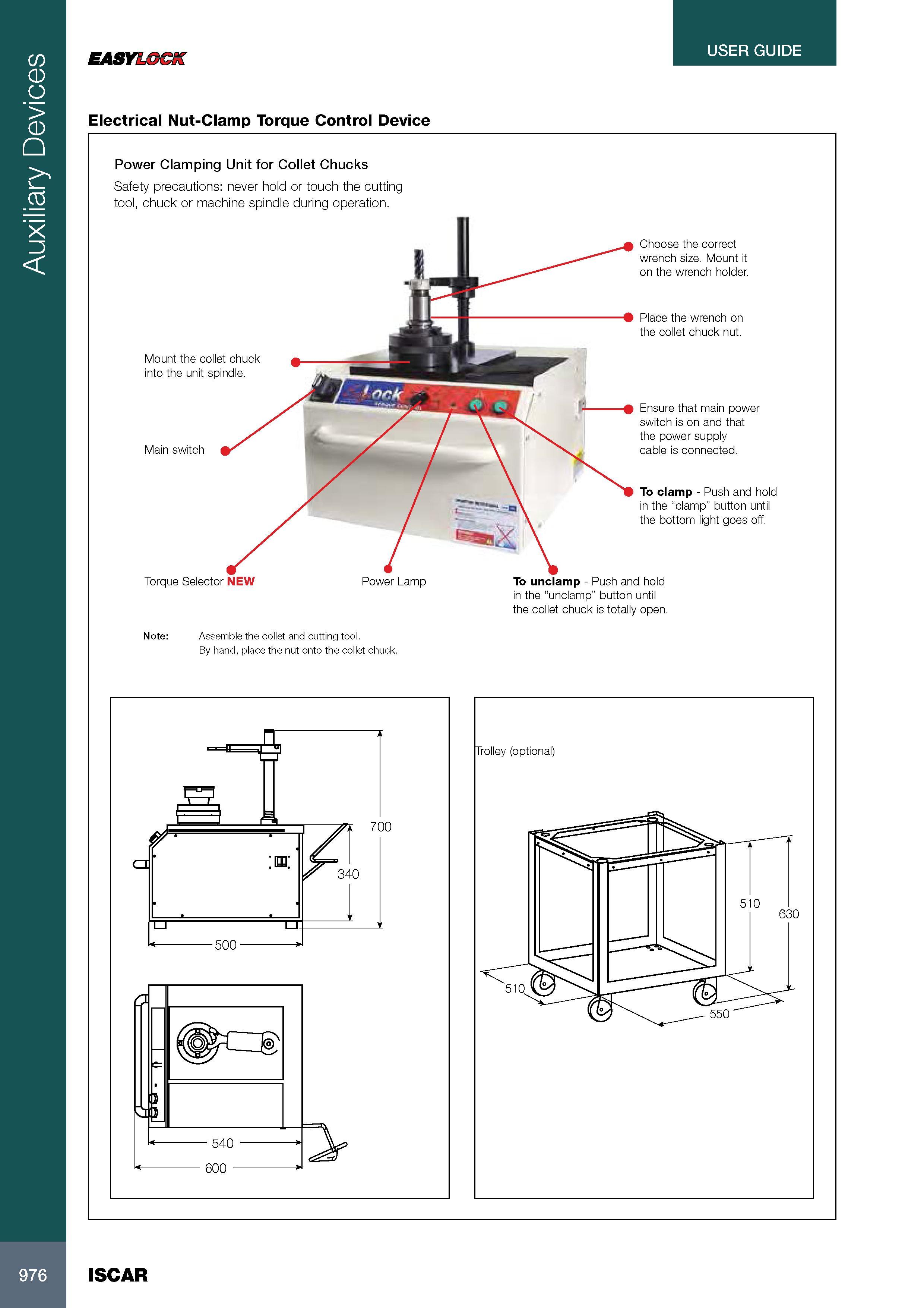 980 Auxiliary Devices USER GUIDE EASYLGCK Electrical Nut-Clamp Torque Control Device Power Clamping Unit for Collet Chucks Safety precautions: never hold or tou Каталог ISCAR 2017 Вращающийся металлорежущий инструмент и инструментальная оснастка для металлообрабатывающих станков Фрезы Сверла Развертки Расточные системы Стр. 976