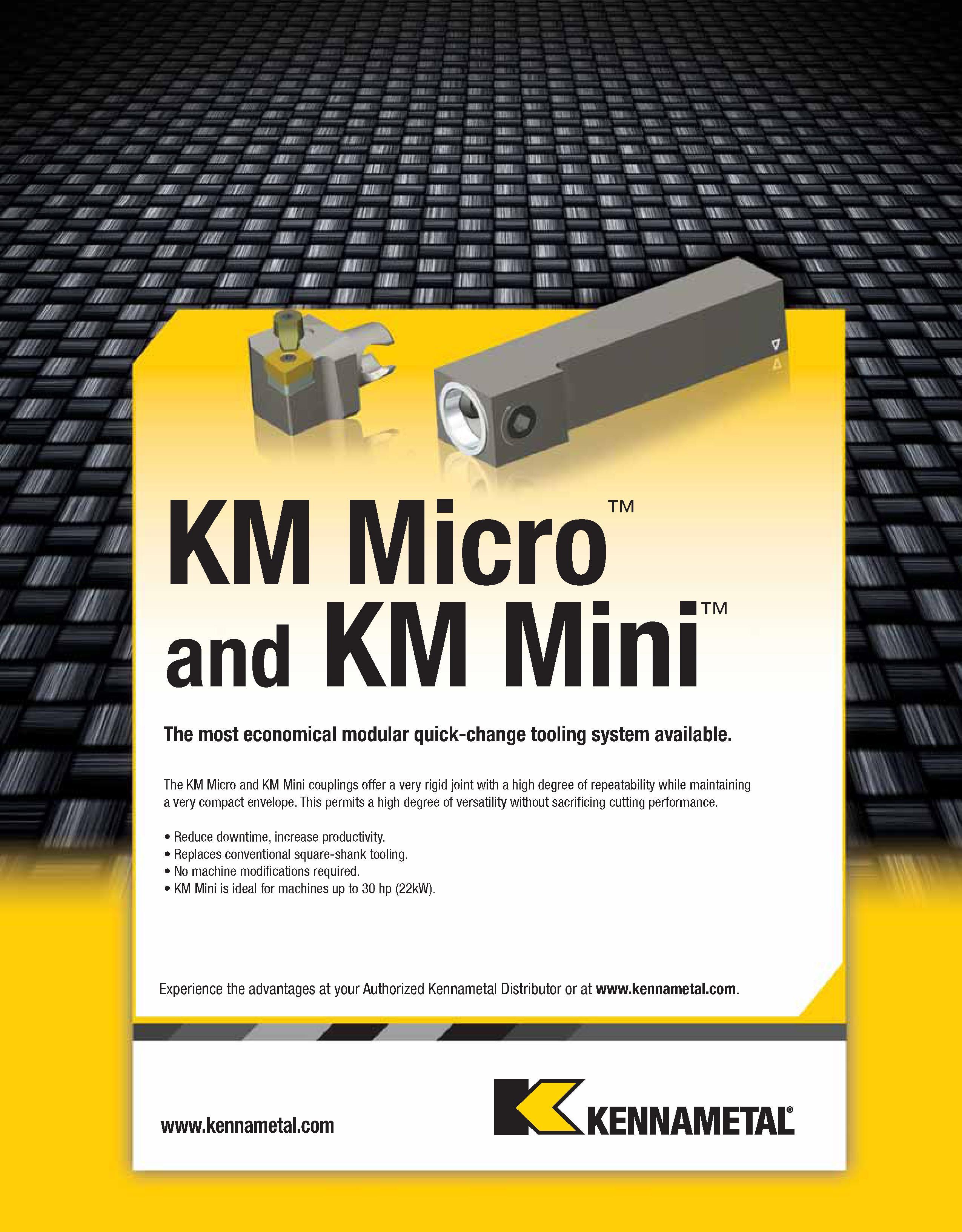 259 The most economical modular quick-change tooling system available The KM Micro and KM Mini couplings offer a very rigid joint with a high degree Каталог KENNAMETAL 2013 Инструментальная оснастка и вспомогательный инструмент для универсальных металлорежущих станков и обрабатывающих центров с ЧПУ Стр. A219