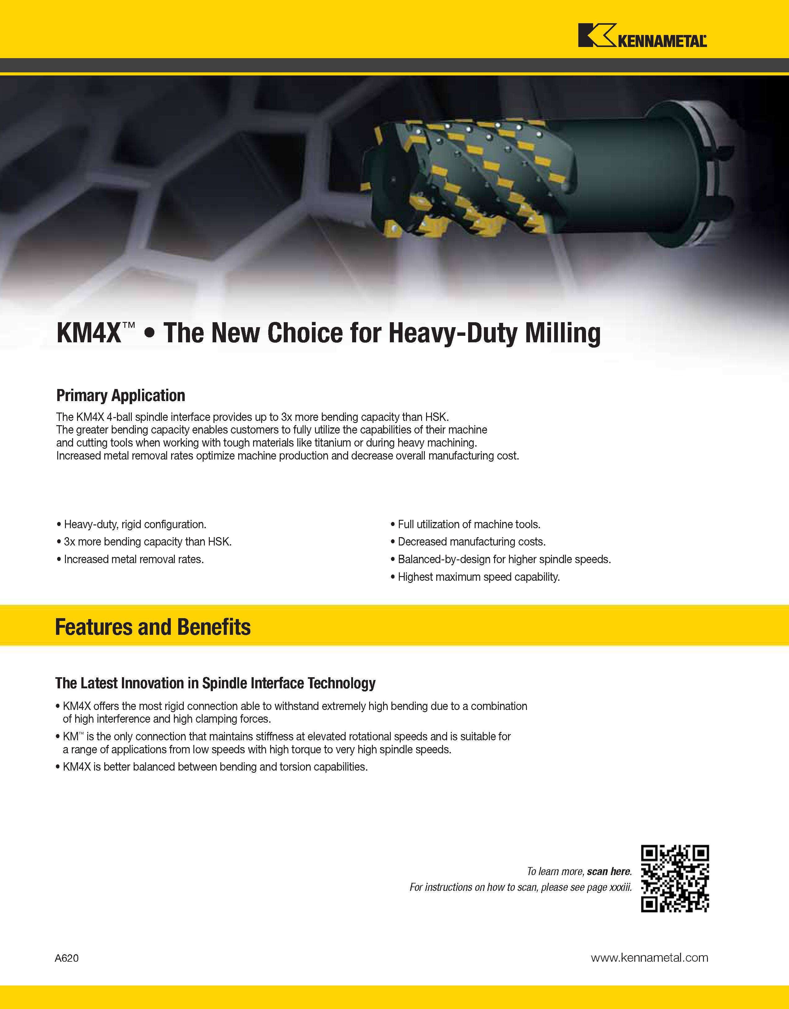 660 Kennametal KM4X The New Choice for Heavy-Duty Milling Primary Application The KM4X 4-ball spindle interface provides up to 3x more bending capaci Каталог KENNAMETAL 2013 Инструментальная оснастка и вспомогательный инструмент для универсальных металлорежущих станков и обрабатывающих центров с ЧПУ Стр. A620