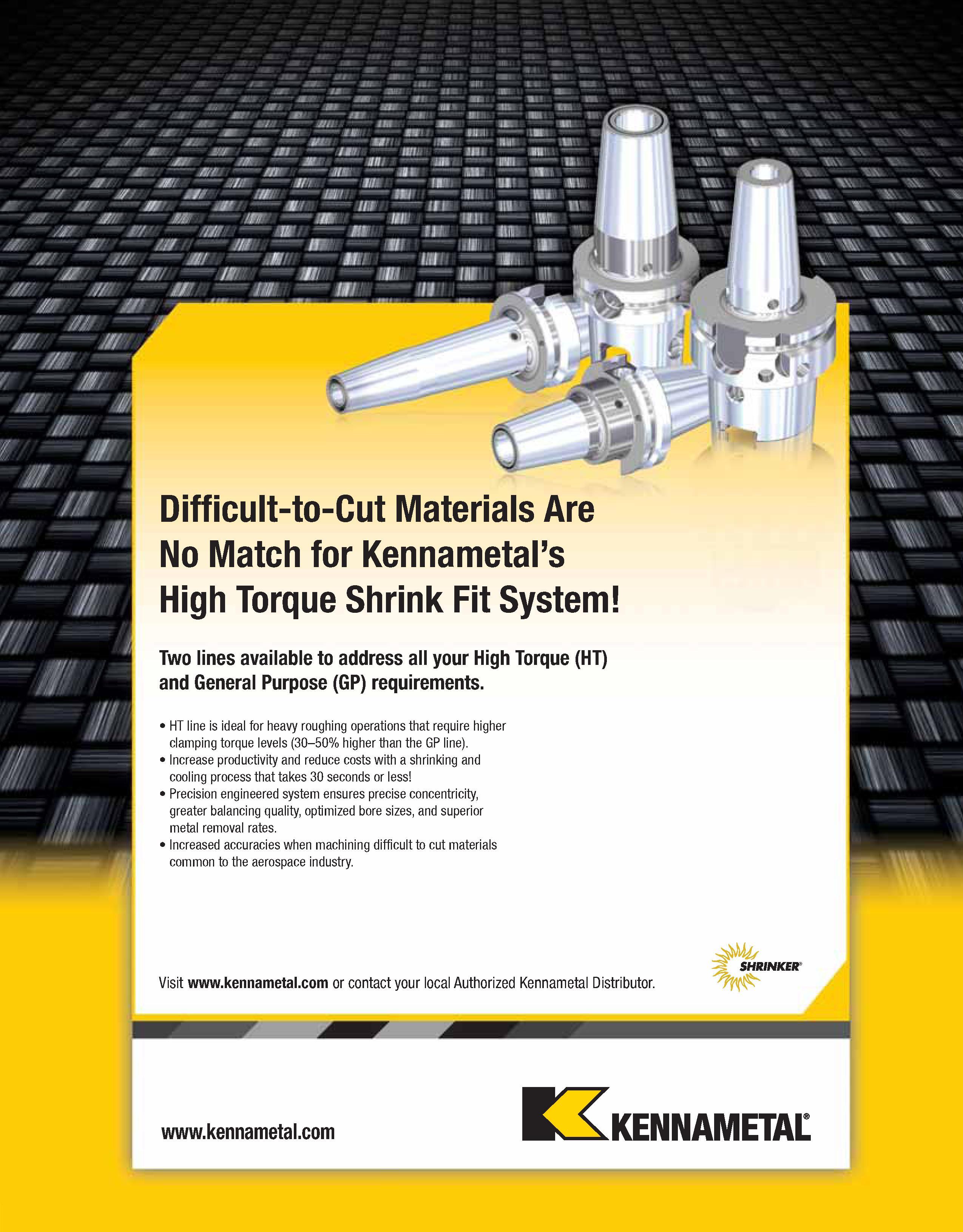 1343 Difficult-to-Cut Materials Are No Match for Kennametal’s High Torque Shrink Fit System Two lines available to address all your High Torque (HT) a Каталог KENNAMETAL 2013 Инструментальная оснастка и вспомогательный инструмент для универсальных металлорежущих станков и обрабатывающих центров с ЧПУ Стр. L3