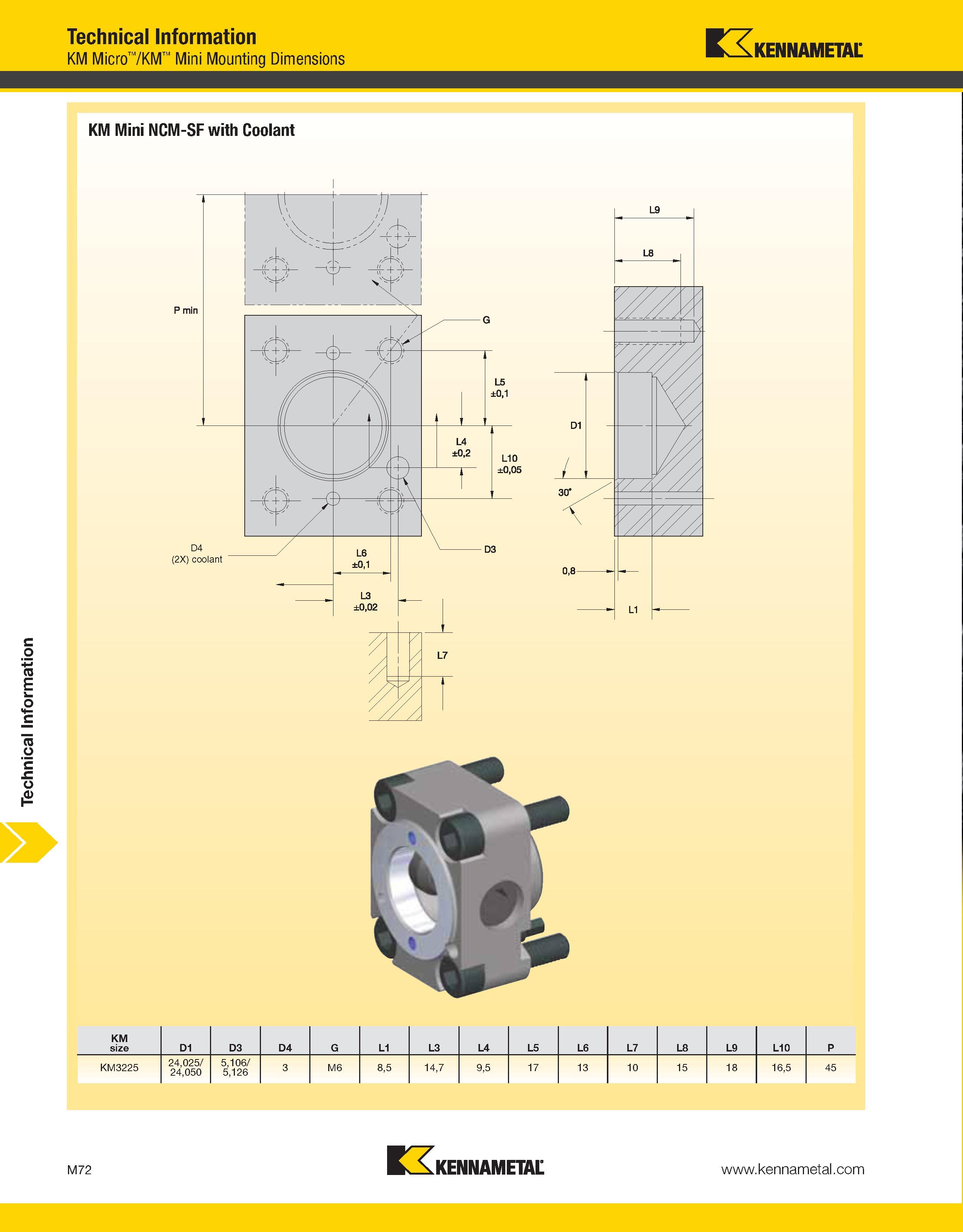 1472 Technical Information Technical Information KM Micro /KM Mini Mounting Dimensions Kennametal M72 Kennametal Каталог KENNAMETAL 2013 Инструментальная оснастка и вспомогательный инструмент для универсальных металлорежущих станков и обрабатывающих центров с ЧПУ Стр. M72
