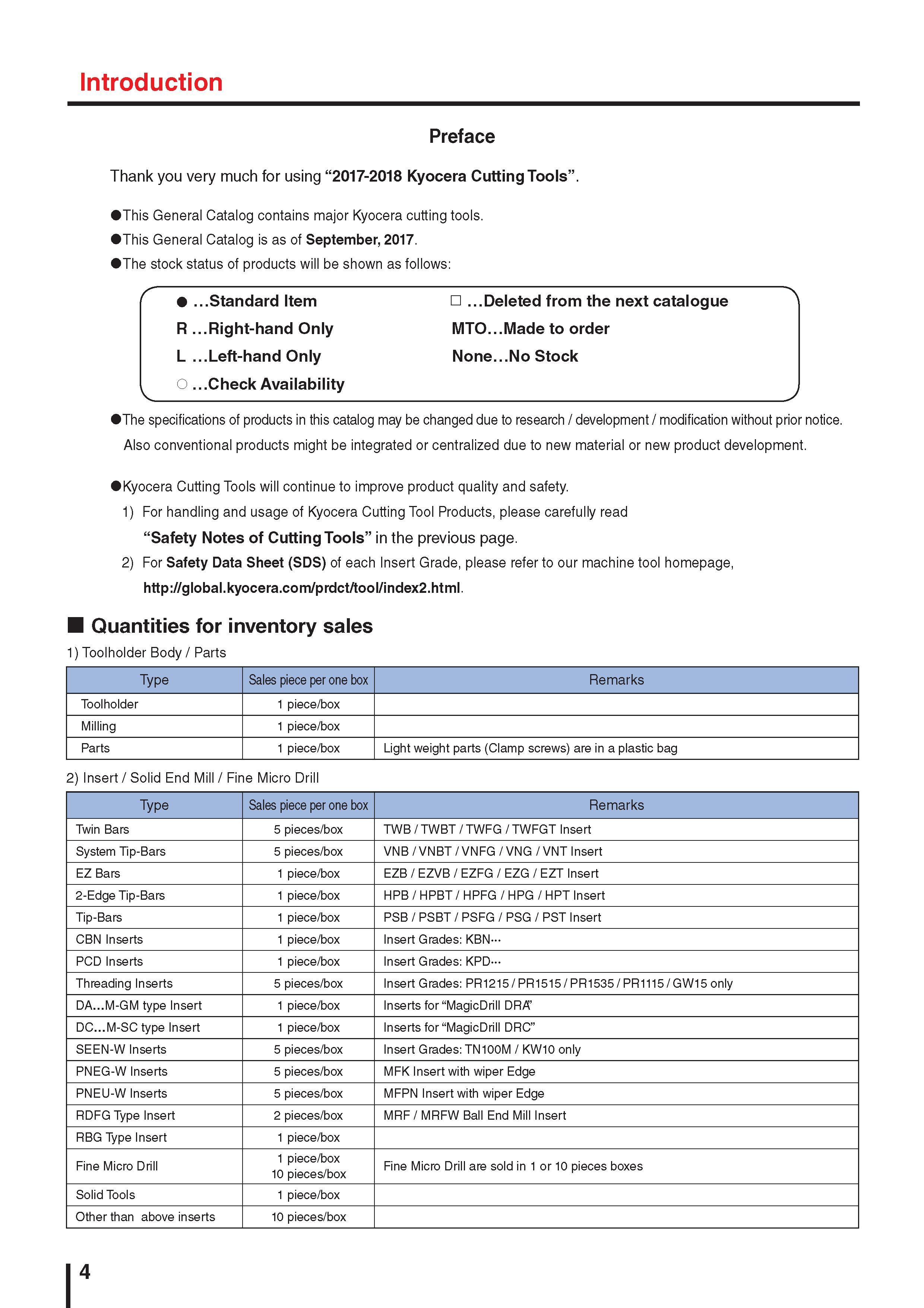 7 Introduction Preface Thank you very much for using “2017-2018 Kyocera Cutting Tools” This General Catalog contains major Kyocera cutting tools This General Каталог KYOCERA 2017 Инструмент Пластины сменные режущие из твердых сплавов и сверхтвердых материалов Сборные с СРП и цельные твердосплавные фрезы Спиральные сверла Стр. 4