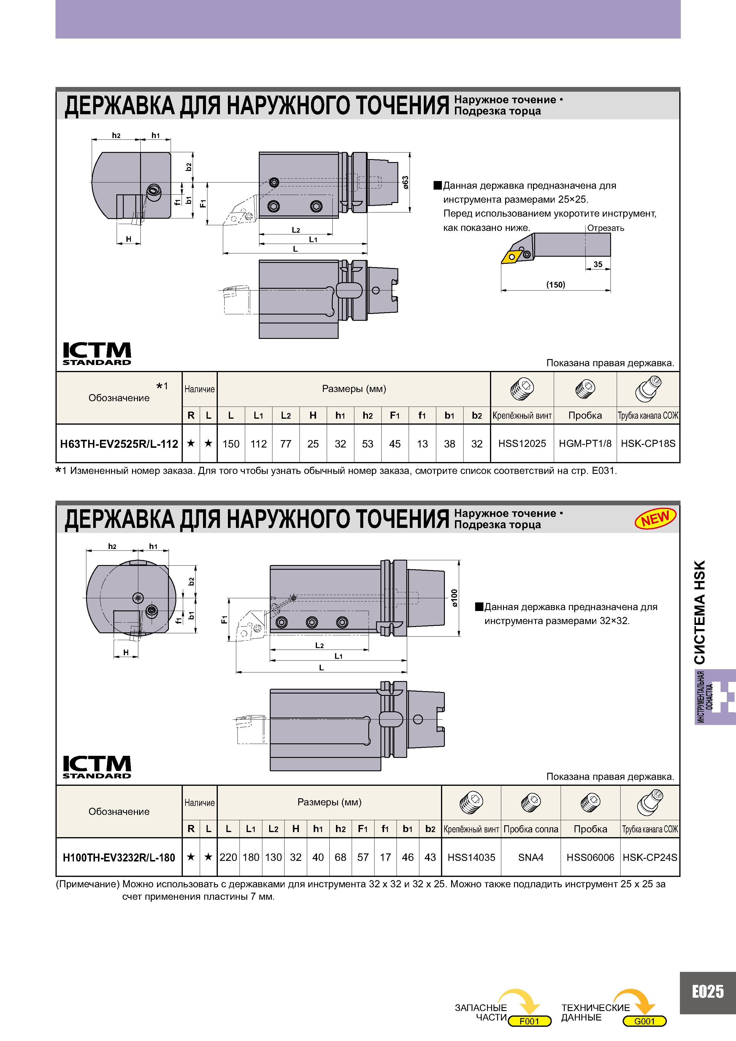 985 ДЕРЖАВКА ДЛЯ НАРУЖНОГО ТОЧЕНИЯ Наружное точение 1 Подрезка торца h2 h1 ICTM STANDARD Данная державка предназначена для инструмента размерами 25x25 Перед ис Каталог MITSUBISHI 2007 Металлорежущий инструмент и инструментальные системы для точения фрезерования сверления на универсальных станках и обрабатывающих центрах с ЧПУ Стр. E025