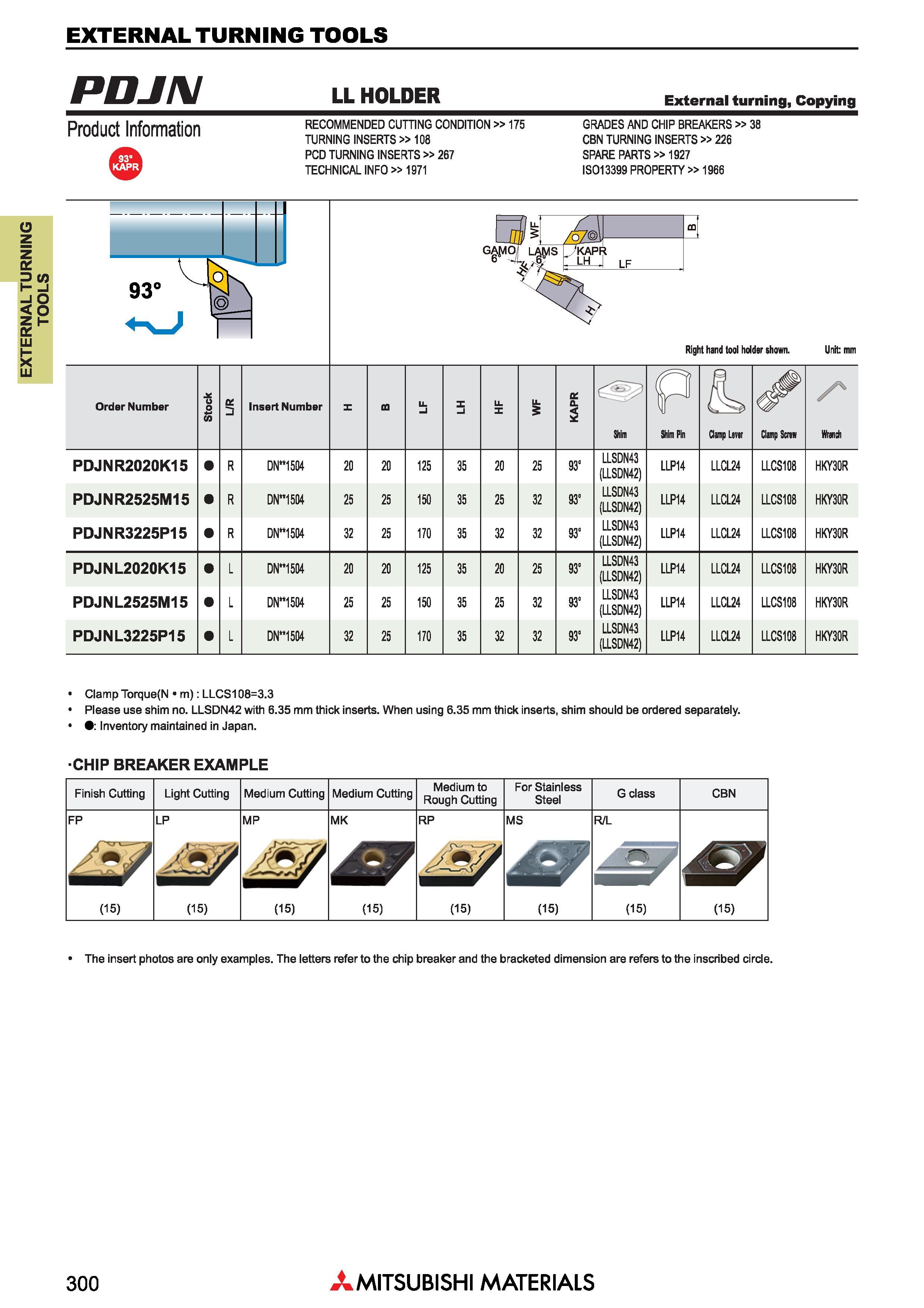 300 Токарные державки по металлу японской компании Mitsubishi Materials с призматическим хвостовиком EXTERNAL TURNING TOOLS Каталог MITSUBISHI 2018 Инструмент для станков Пластины сменные режущие Фрезы концевые твердосплавные и сборные с СРП Сверла спиральные Резцы токарные Державки Стр. 300