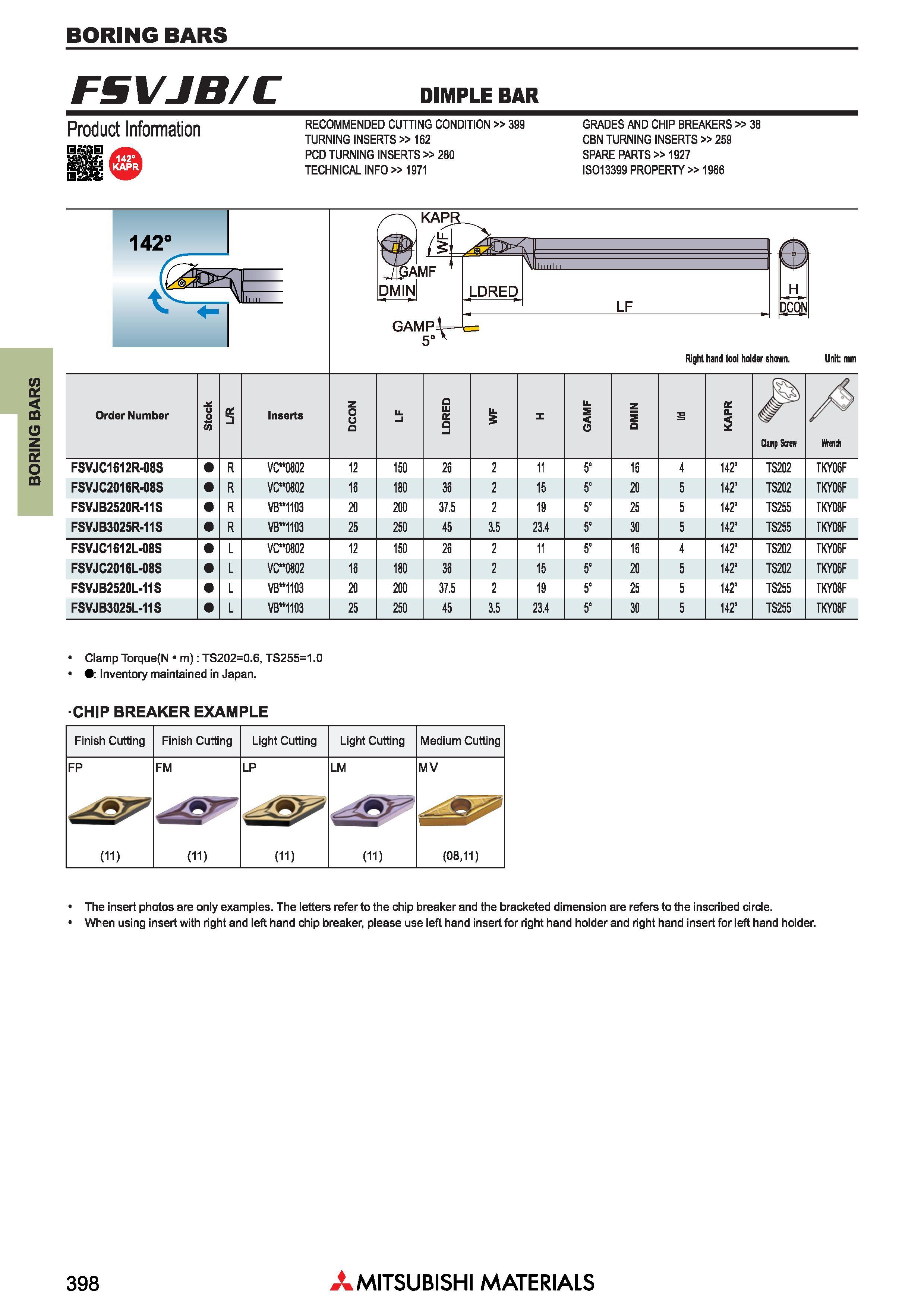 398 Сборные расточные резцы Mitsubishi с режущими сменными пластинами BORING BARS Каталог MITSUBISHI 2018 Инструмент для станков Пластины сменные режущие Фрезы концевые твердосплавные и сборные с СРП Сверла спиральные Резцы токарные Державки Стр. 398