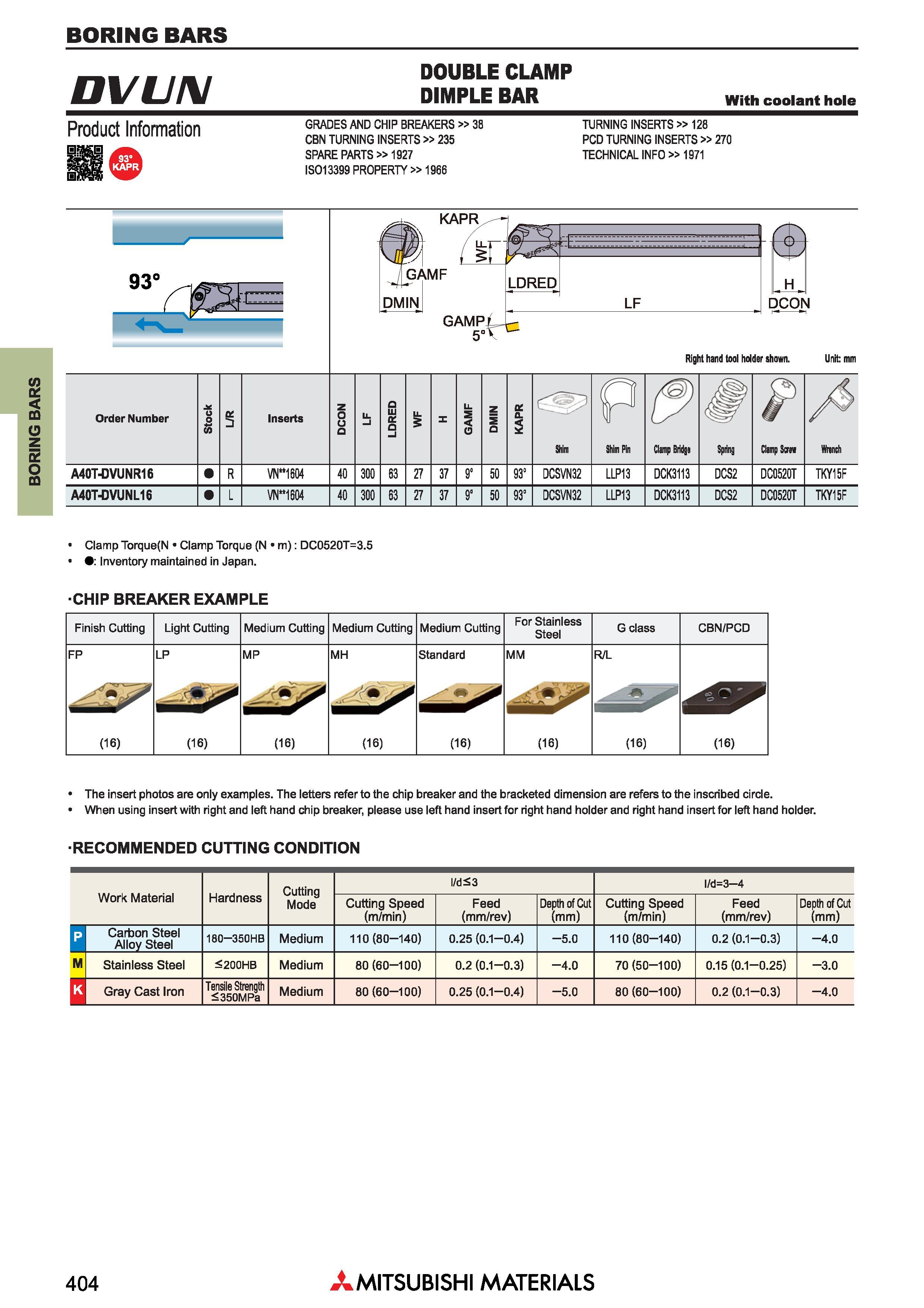 404 Сборные расточные резцы Mitsubishi с режущими сменными пластинами BORING BARS Каталог MITSUBISHI 2018 Инструмент для станков Пластины сменные режущие Фрезы концевые твердосплавные и сборные с СРП Сверла спиральные Резцы токарные Державки Стр. 404