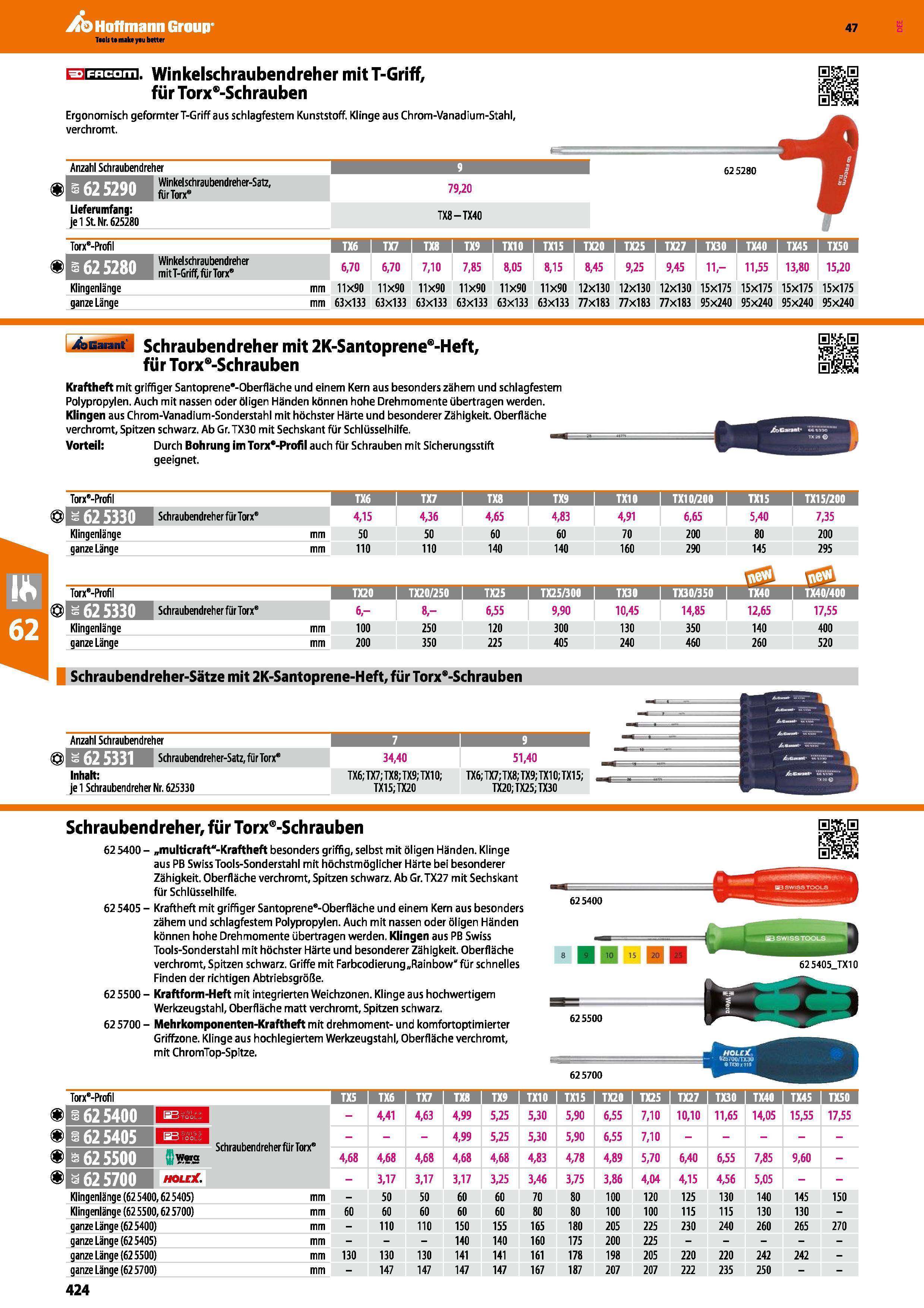 424 E3ld:L-> iil Winkelschraubendreher mit T-Griff, für Torx -Schrauben Ergonomisch geformter T-Griff aus schlagfestem Kunststoff Klinge aus Chrom-Va Каталог HOFFMANN GROUP 2016 Ручной слесарно-монтажный и контрольно-измерительный инструмент и приборы для предприятий машиностроения и мастерских сервисного обслуживания 47 версия издания Стр. 424 DEU