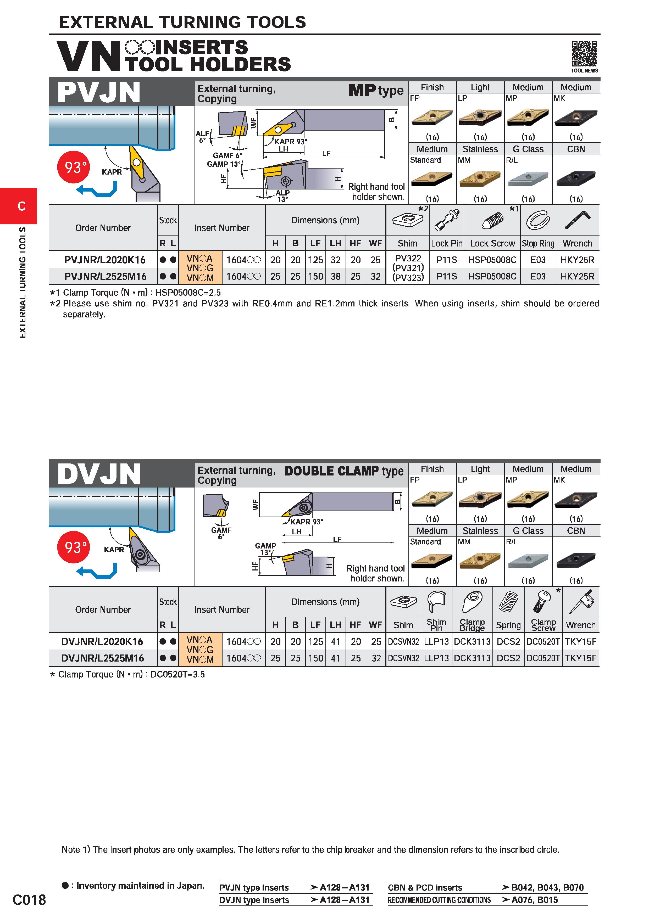 330 EXTERNAL TURNING TOOLS EXTERNAL TURNING TOOLS c C018 : V VN PVJN INSERTS TOOL HOLDERS 0S TOOL NEWS External turning, Copying MPtype GAMF6 GAMP 13 Каталог MITSUBISHI 2020 Режущий инструмент для станков по металлу Фрезы концевые монолитные из твердого сплава и сборные со сменными режущими пластинами Резцы Сверла Стр. C018