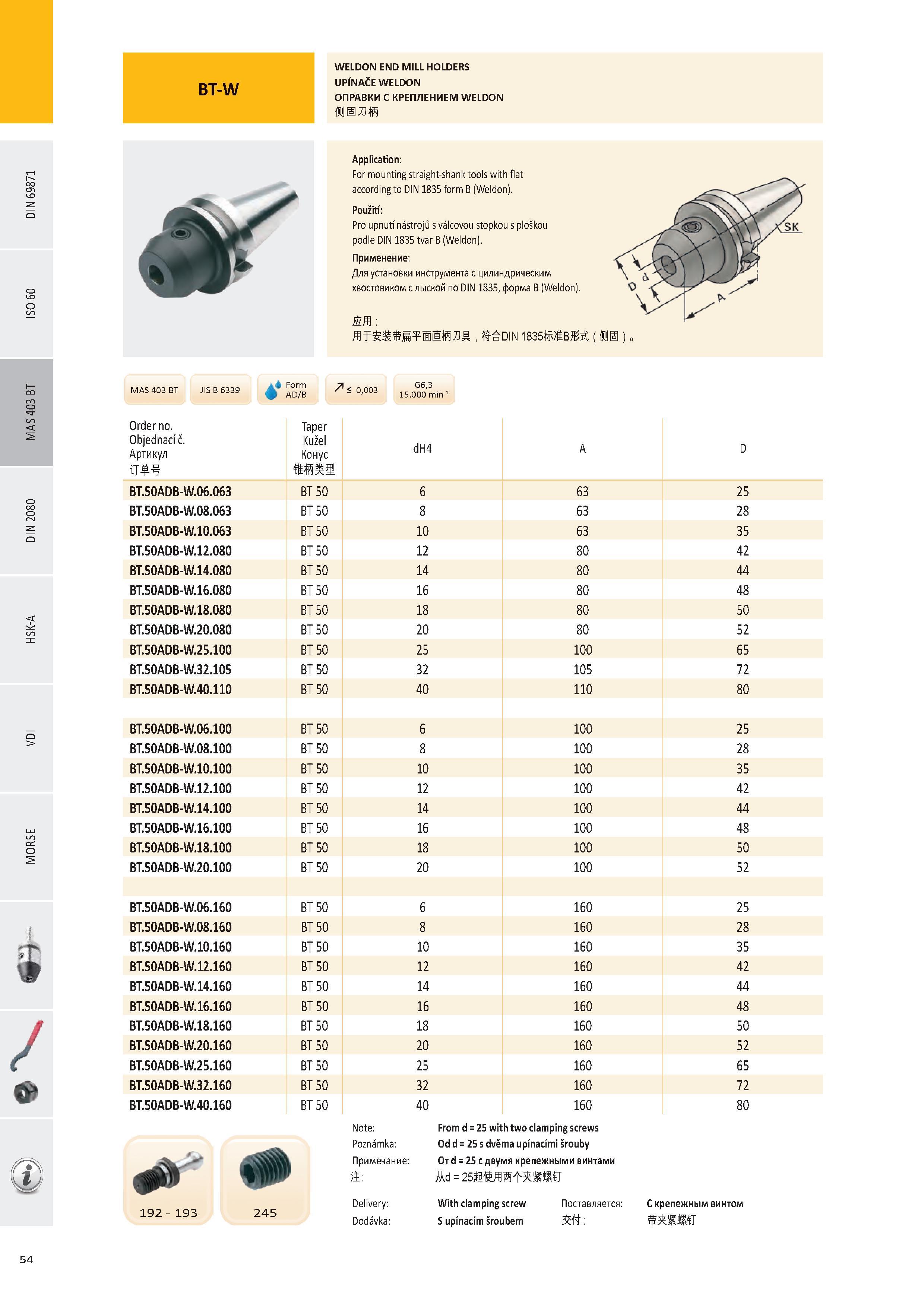 55 WELDON END MILL HOLDERS UPÍNAČE WELDON ОПРАВКИ С КРЕПЛЕНИЕМ WELDON Application: For mounting straight-shank tools with flat according to DIN 1835 form B (W Каталог PRAMET 2016 Инструментальная оснастка для металлорежущих станков и металлообрабатывающих промышленных комплексов с числовым программным управлением Стр. 54