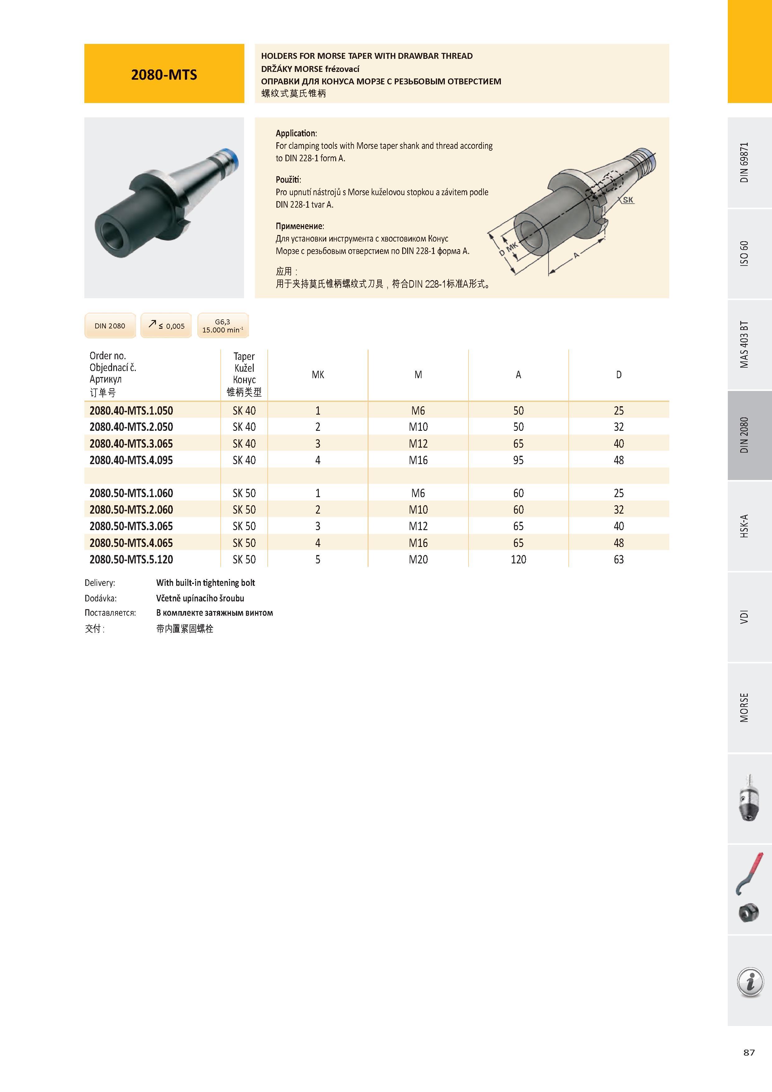 88 HOLDERS FOR MORSE TAPER WITH DRAWBAR THREAD DRŽÁKY MORSE frézovací ОПРАВКИ ДЛЯ КОНУСА МОРЗЕ С РЕЗЬБОВЫМ ОТВЕРСТИЕМ ж 1- оо СП иэ г о о <х> о ОО со го о СО Каталог PRAMET 2016 Инструментальная оснастка для металлорежущих станков и металлообрабатывающих промышленных комплексов с числовым программным управлением Стр. 87