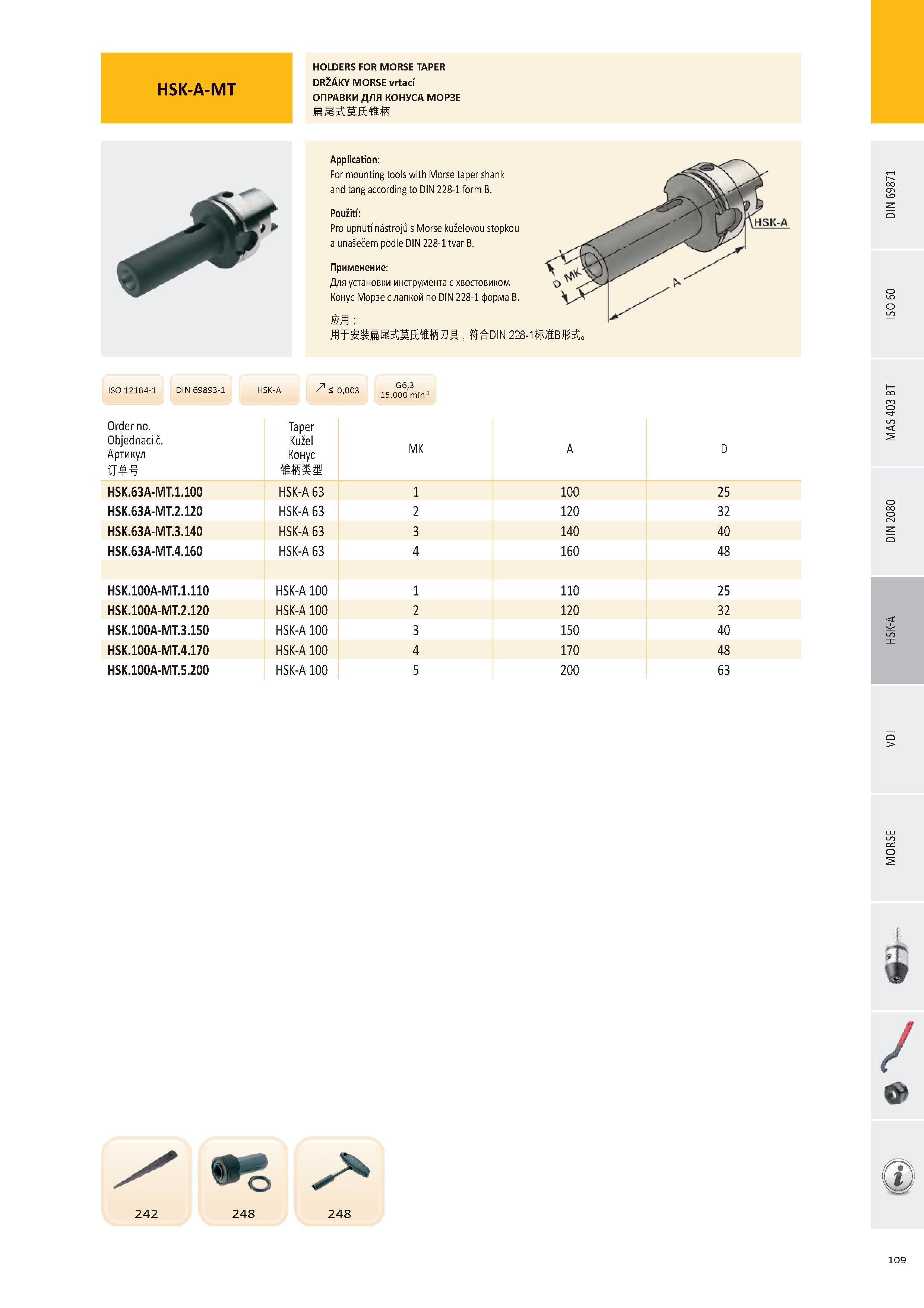 110 HSK-A-MT HOLDERS FOR MORSE TAPER DRŽÁKY MORSE vrtací ОПРАВКИ ДЛЯ КОНУСА МОРЗЕ ISO 12164-1 DIN 69893-1 < о ооз 15 G6,3 Order no Objednací č Артикул T Taper Каталог PRAMET 2016 Инструментальная оснастка для металлорежущих станков и металлообрабатывающих промышленных комплексов с числовым программным управлением Стр. 109