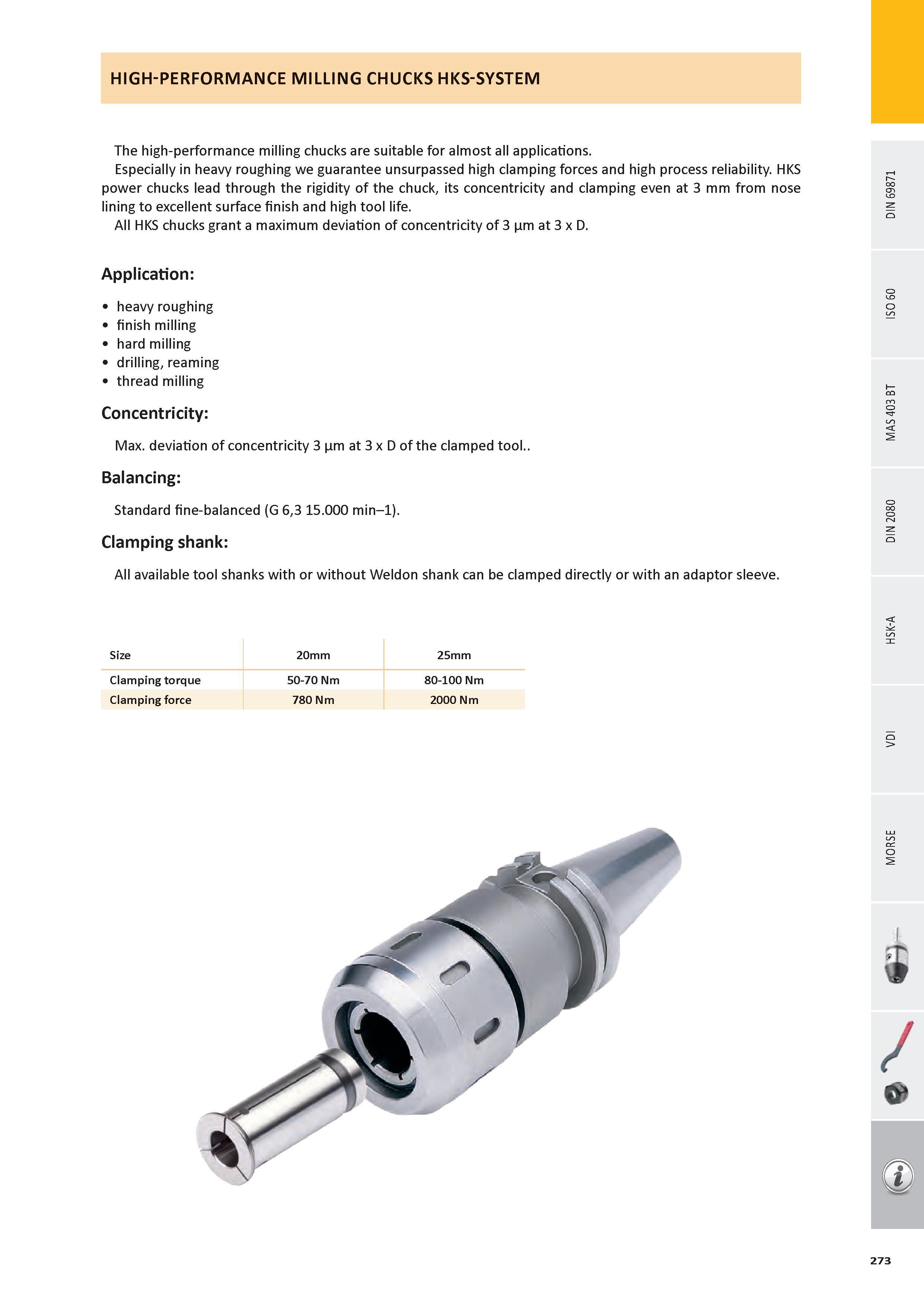 274 HIGH-PERFORMANCE MILLING CHUCKS HKS-SYSTEM The high-performance milling chucks are suitable for almost all applications Especially in heavy roughing we gua Каталог PRAMET 2016 Инструментальная оснастка для металлорежущих станков и металлообрабатывающих промышленных комплексов с числовым программным управлением Стр. 273