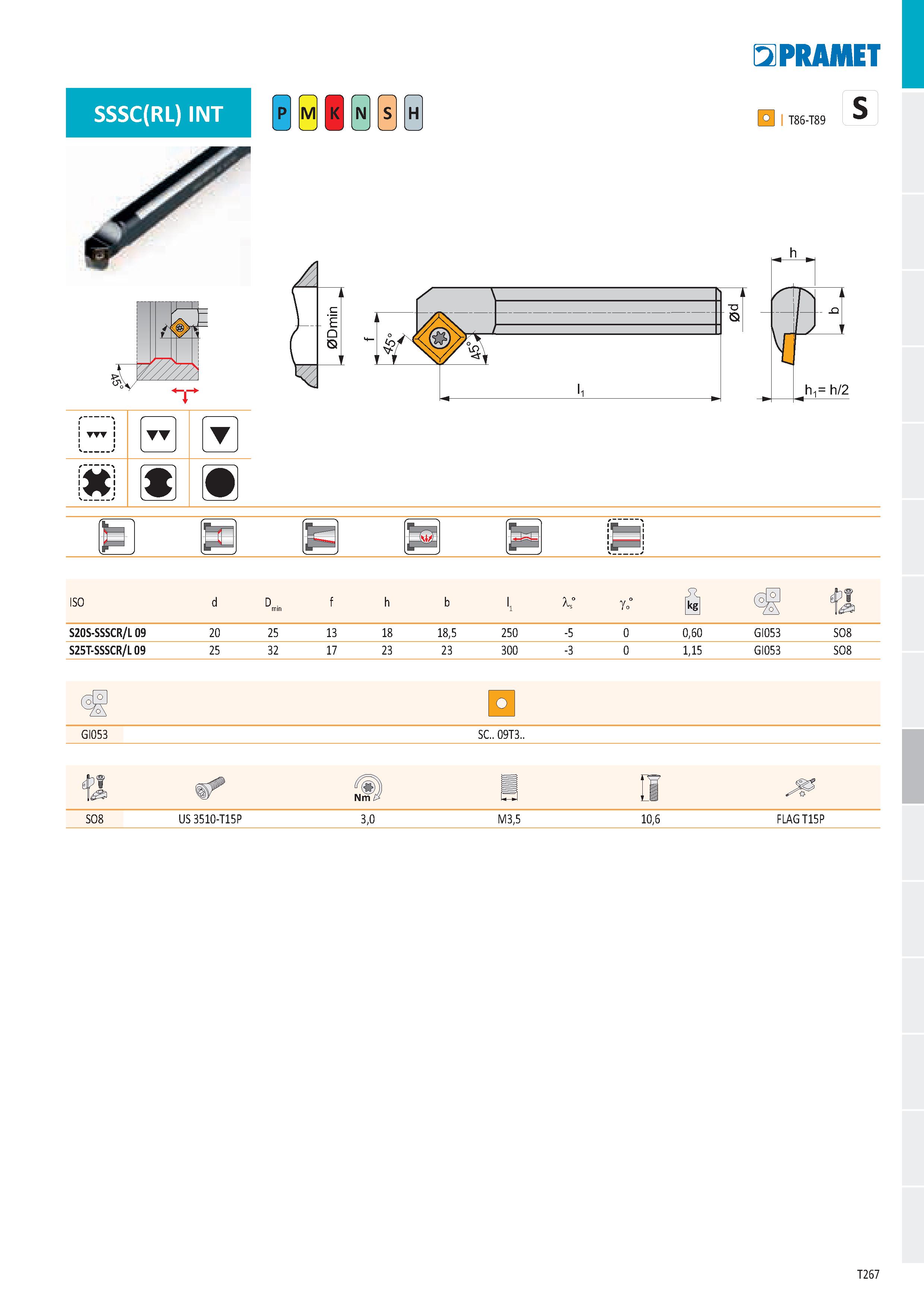 273 SSSC(RL) INT Г т Ě H E2PRAMET с 0 I T86-T89 J f ГЧ, 1 n - -Q l 1/ у hi= h/2 - ISO S20S-SSSCR/L 09 20 25 13 18 18,5 250 0,60 GI053 SO8 S25T-SSSCR/ Каталог PRAMET 2019 Режущий инструмент Резцы с твердосплавными пластинами по металлу для точения и растачивания Концевые и насадные фрезы Сверла с СМП Расточные головки Стр. T267