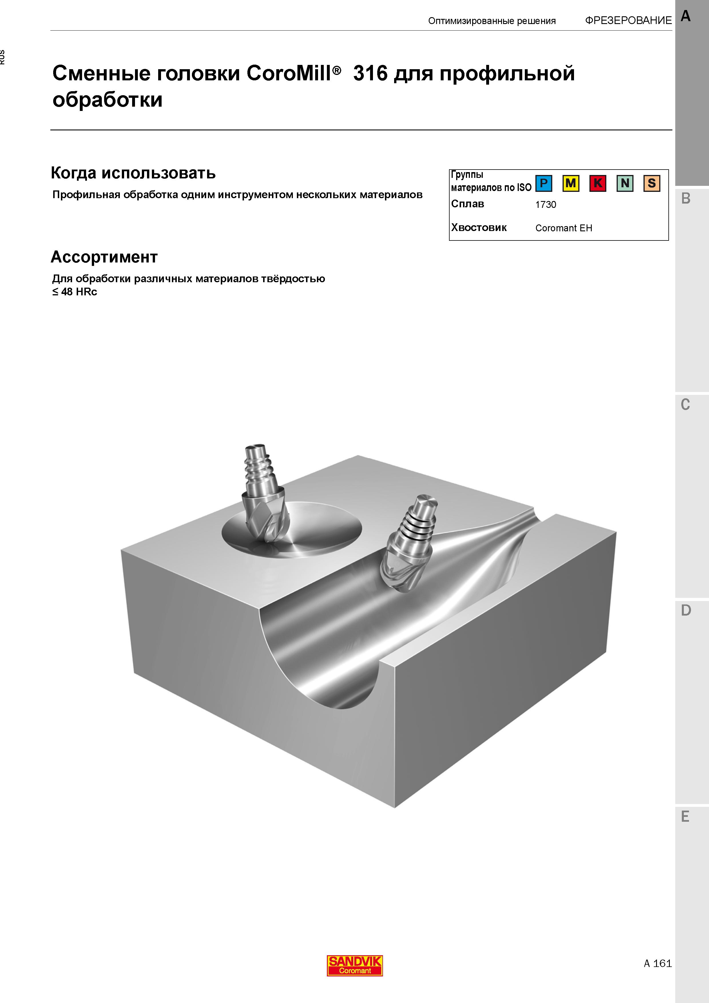 167  Каталог SANDVIK COROMANT 2020 Цельный металлорежущий инструмент Спиральные сверла Твердосплавные фрезы Развертки Метчики Стр. A161