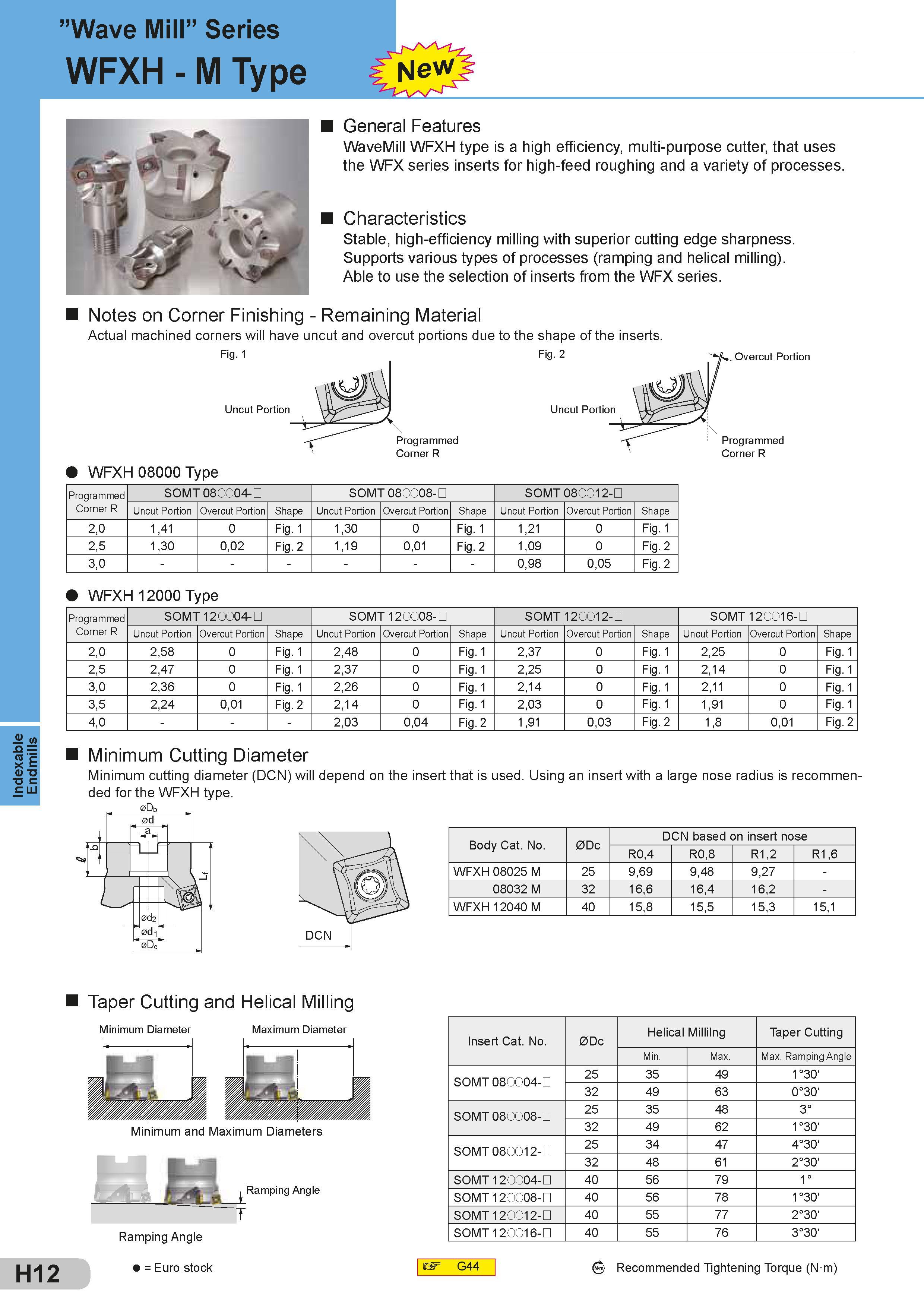 310 Indexable Endmills Wave Mill” Series WFXH - M Type New General Features WaveMill WFXH type is a high efficiency, multi-purpose cutter, that uses the W Каталог SUMITOMO 2018 Инструмент металлорежущий Пластины сменные твердосплавные и из сверхтвердых режущих материалов Сверла спиральные Фрезы сборные с СРП Резцы Стр. H12