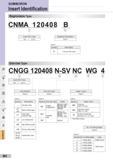502 SUMIBORON Insert Identification Regrindable Type CNMA 120408 B Insert ISO Code ISO o C2/C3 Additional Information Chart 1 Chart 1 Symbol Description B Каталог SUMITOMO 2018 Инструмент металлорежущий Пластины сменные твердосплавные и из сверхтвердых режущих материалов Сверла спиральные Фрезы сборные с СРП Резцы Стр. M2