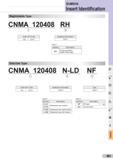 503 SUMIDIA Insert Identification Regrindable Type CNMA 120408 RH Insert ISO Code Additional Information ISO O C2/C3 Chart 1 Chart 1 Symbol Description RH Каталог SUMITOMO 2018 Инструмент металлорежущий Пластины сменные твердосплавные и из сверхтвердых режущих материалов Сверла спиральные Фрезы сборные с СРП Резцы Стр. M3
