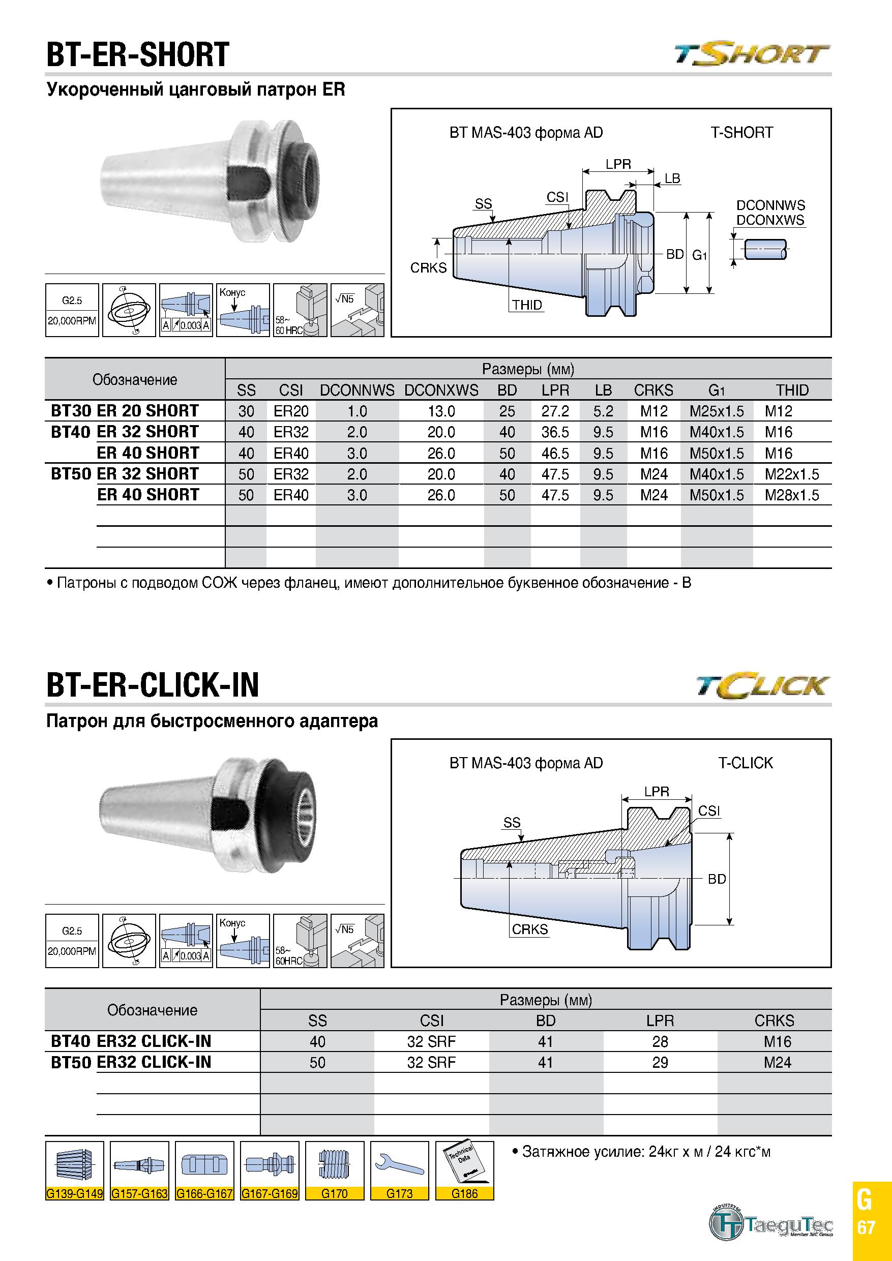 882 BT-ER-SHORT 7 Jn&trr Укороченный цанговый патрон ER AI/I0 003I Al Конус A BT MAS-403 форма AD T-SHORT LPR CSI CRKS Обозначение Размеры (мм) SS CS Каталог TAEGUTEC 2020 Вращающийся режущий и вспомогательный инструмент по металлу Твердосплавные пластины Сборные фрезы с СМП Монолитные фрезы и сверла Инструментальные патроны Стр. G67