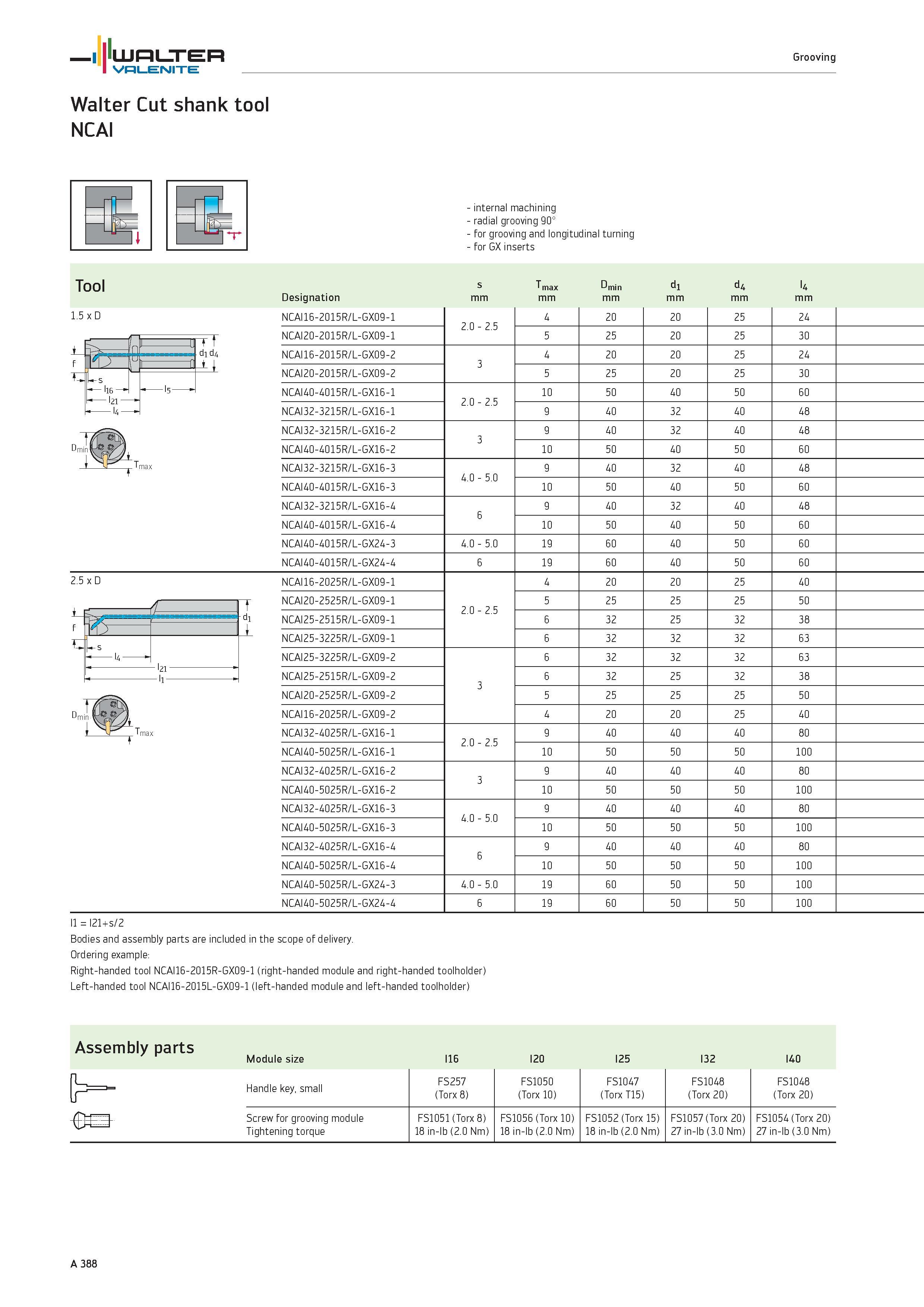 392 WALTER Valenite Grooving Walter Cut shank tool NCAI P internal machining radial grooving 90° for grooving and longitudinal turning for GX inserts Каталог WALTER 2012 Металлорежущий инструмент и инструментальная оснастка Valenite для станков и металлообрабатывающих комплексов Стр. A388