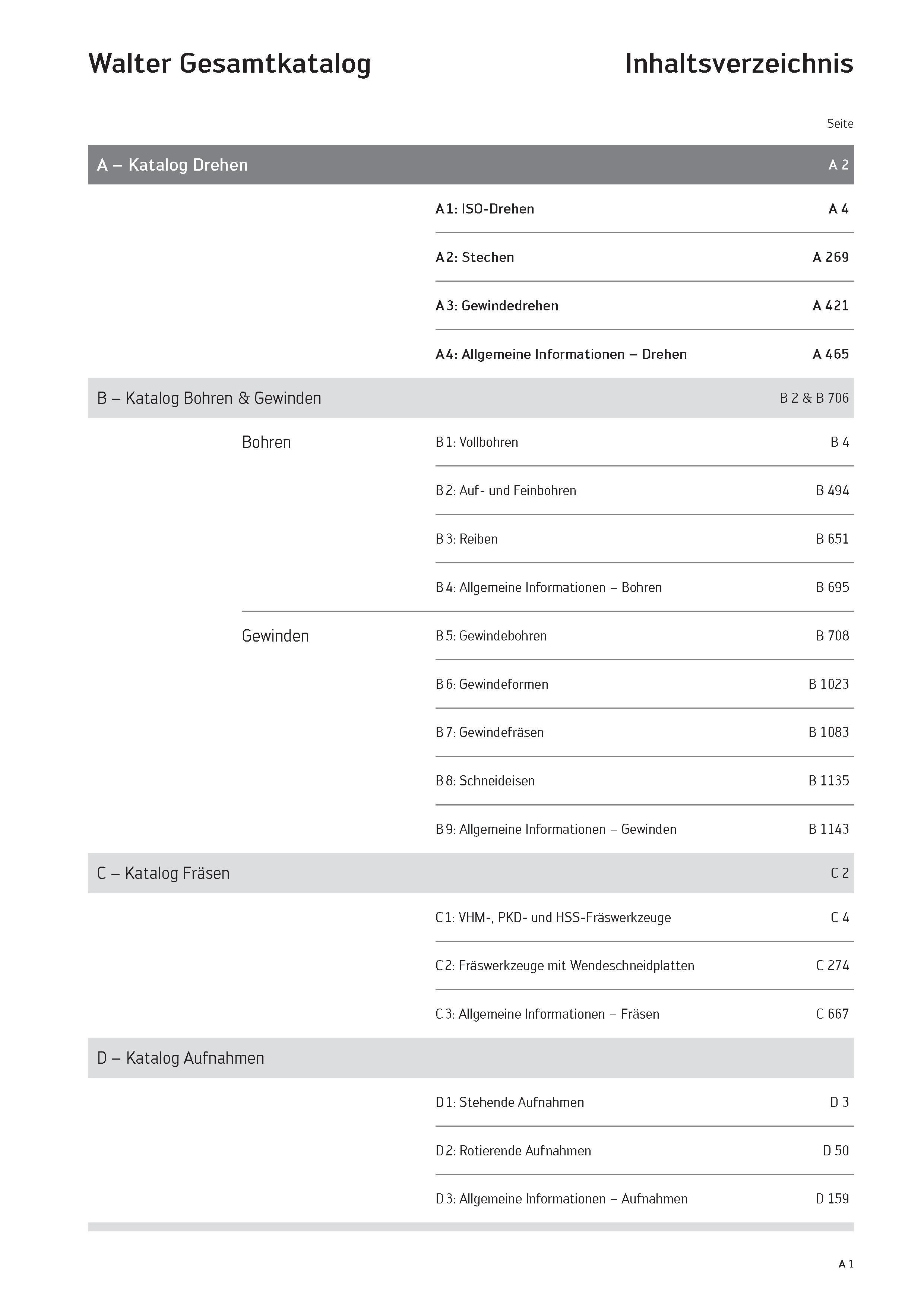 17 Walter Gesamtkatalog Inhaltsverzeichnis Seite A - Katalog Drehen A 2 A 1: ISO-Drehen A 4 A 2: Stechen A 269 A 3: Gewindedrehen A 421 A 4: Allgeme Каталог WALTER 2016 Общий Инструмент станочный режущий и инструментальная оснастка Фрезы монолитные и сборные с твердосплавными сменными пластинами Сверла Резцы Оправки Стр. A1