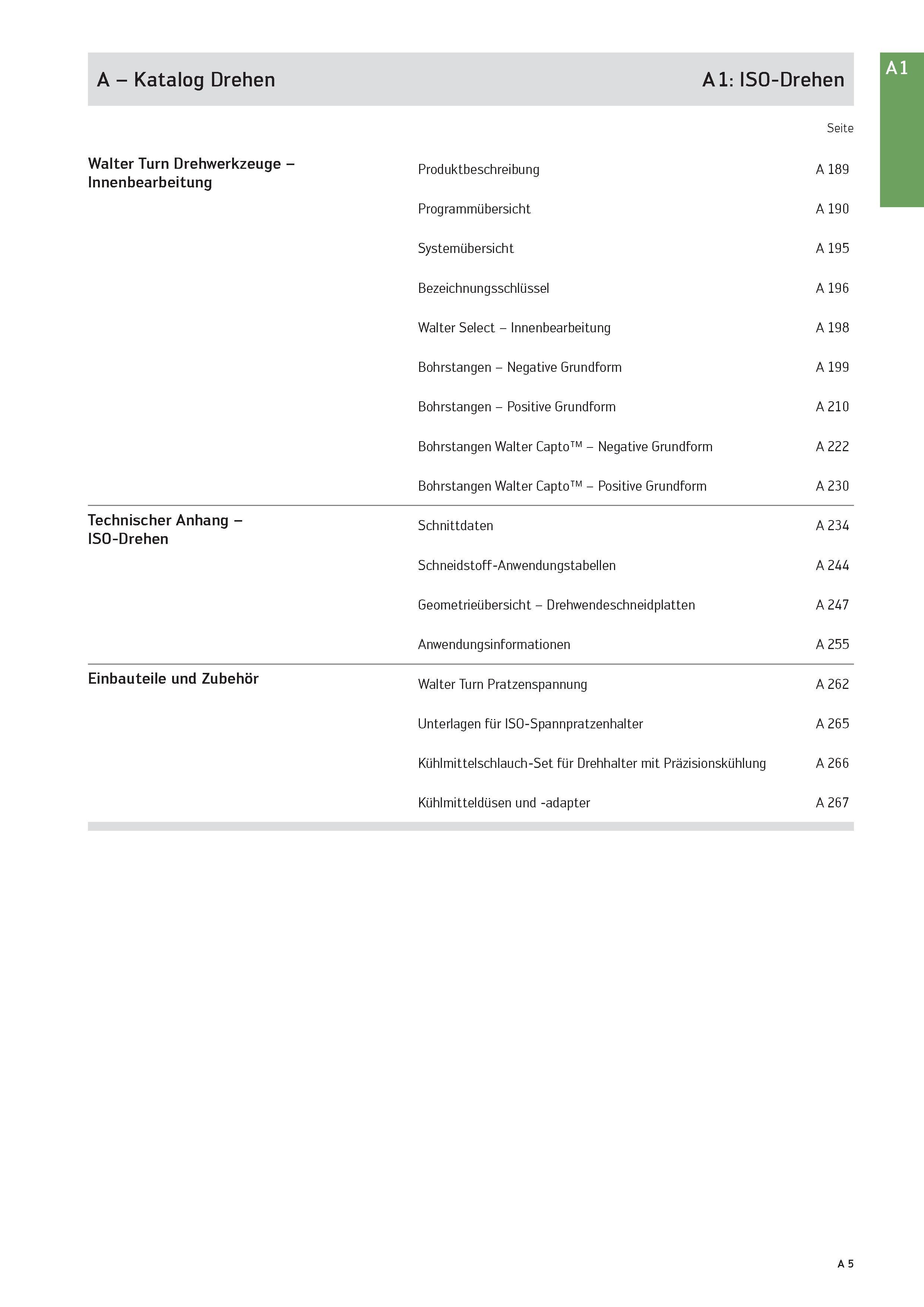 21 A - Katalog Drehen A 1: ISO-Drehen Seite Walter Turn Drehwerkzeuge - Produktbeschreibung A 189 Innenbearbeitung Programmübersicht A 190 Systemübe Каталог WALTER 2016 Общий Инструмент станочный режущий и инструментальная оснастка Фрезы монолитные и сборные с твердосплавными сменными пластинами Сверла Резцы Оправки Стр. A5