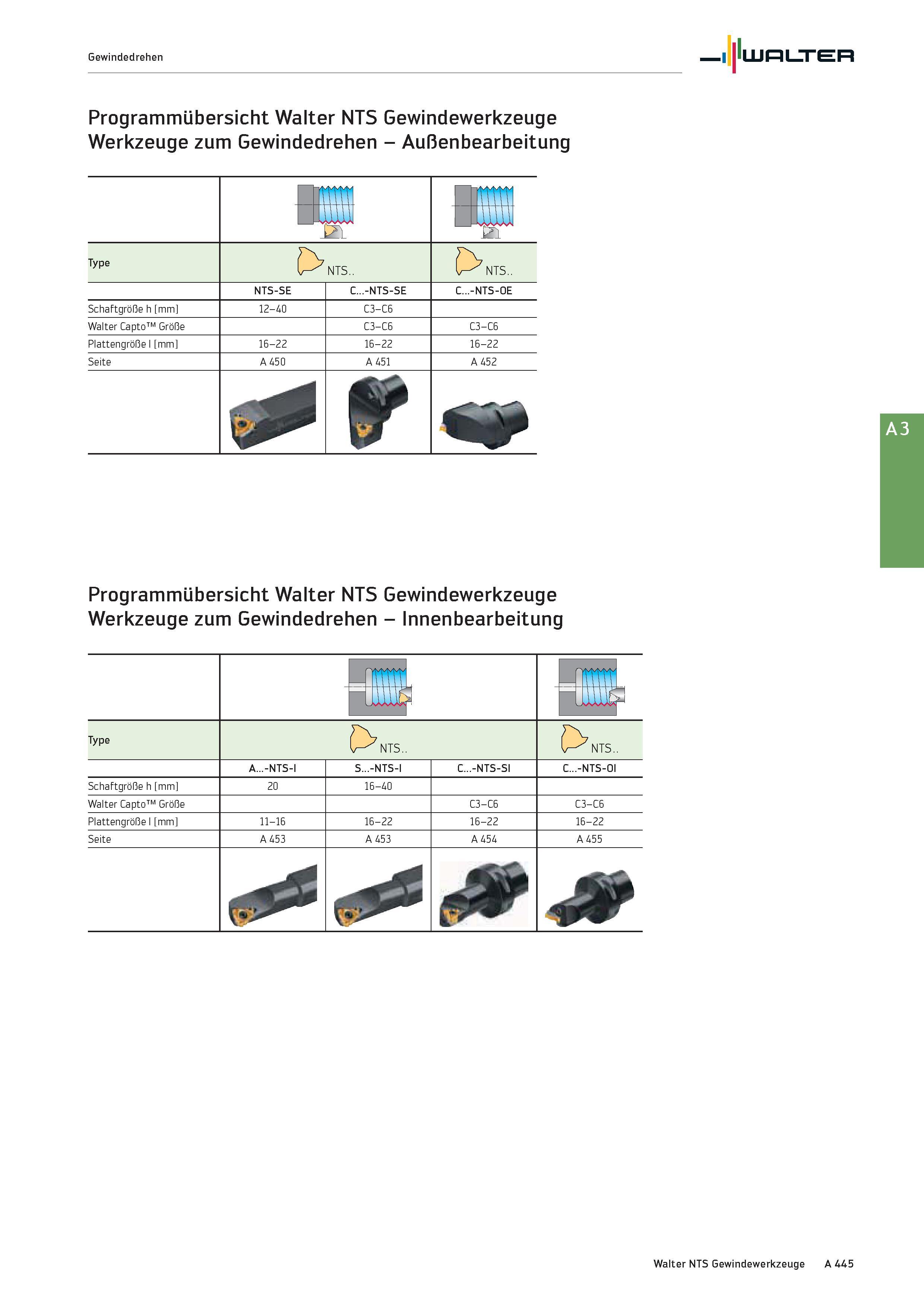 461 Gewindedrehen Walter Programmübersicht Walter NTS Gewindewerkzeuge Werkzeuge zum Gewindedrehen - Außenbearbeitung 01 iZ'L 911 iZl Type 0 NTS NTS Каталог WALTER 2016 Общий Инструмент станочный режущий и инструментальная оснастка Фрезы монолитные и сборные с твердосплавными сменными пластинами Сверла Резцы Оправки Стр. A445