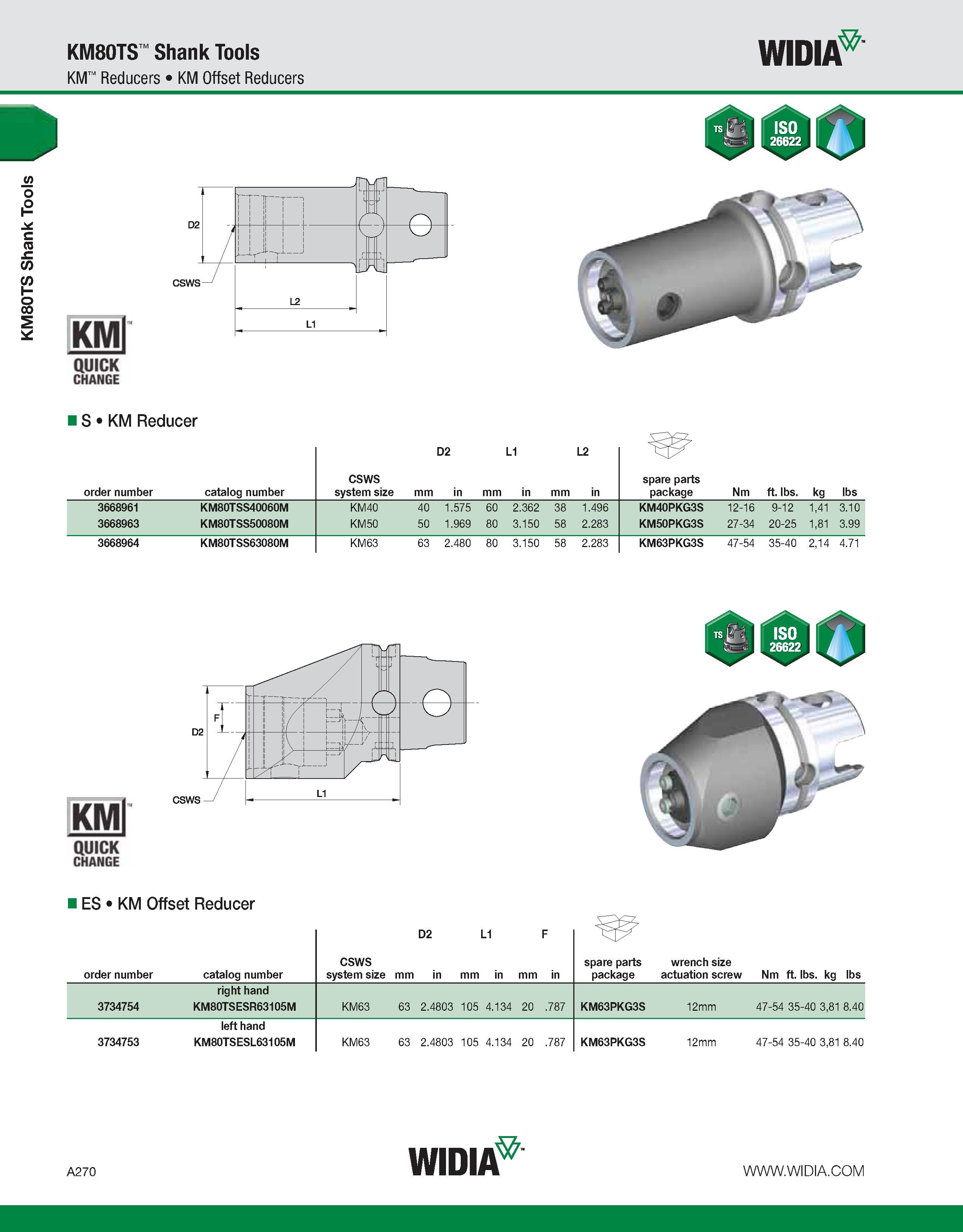 280 KM80TS Shank Tools KM80TS Shank Tools KM Reducers KM Offset Reducers WIDIA KMl QUICK CHANGE IS KM Reducer order number catalog number CSWS system Каталог WIDIA 2011 Инструментальная оснастка для металлорежущих станков Вспомогательный инструмент для оборудования Адаптеры Насадки Оправки Патроны Стр. A270 ENG