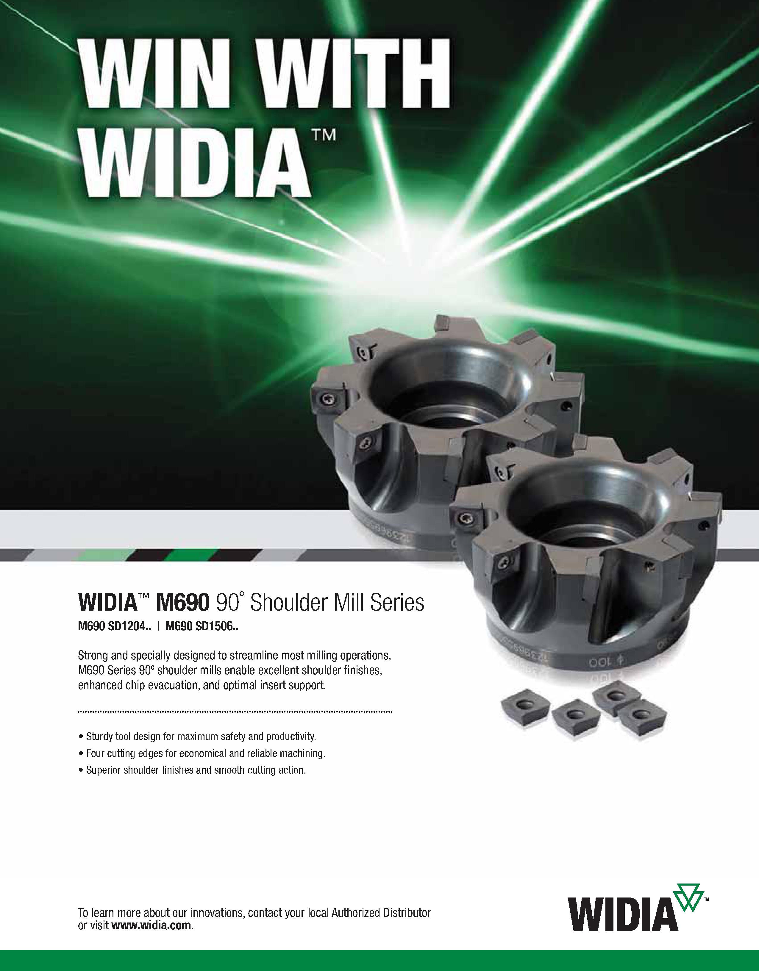 437 WIDIA M690 90° Shoulder Mill Series M690 SD1204 I M690 SD1506 Strong and specially designed to streamline most milling operations, M690 Series 90 Каталог WIDIA 2011 Инструментальная оснастка для металлорежущих станков Вспомогательный инструмент для оборудования Адаптеры Насадки Оправки Патроны Стр. B81 ENG