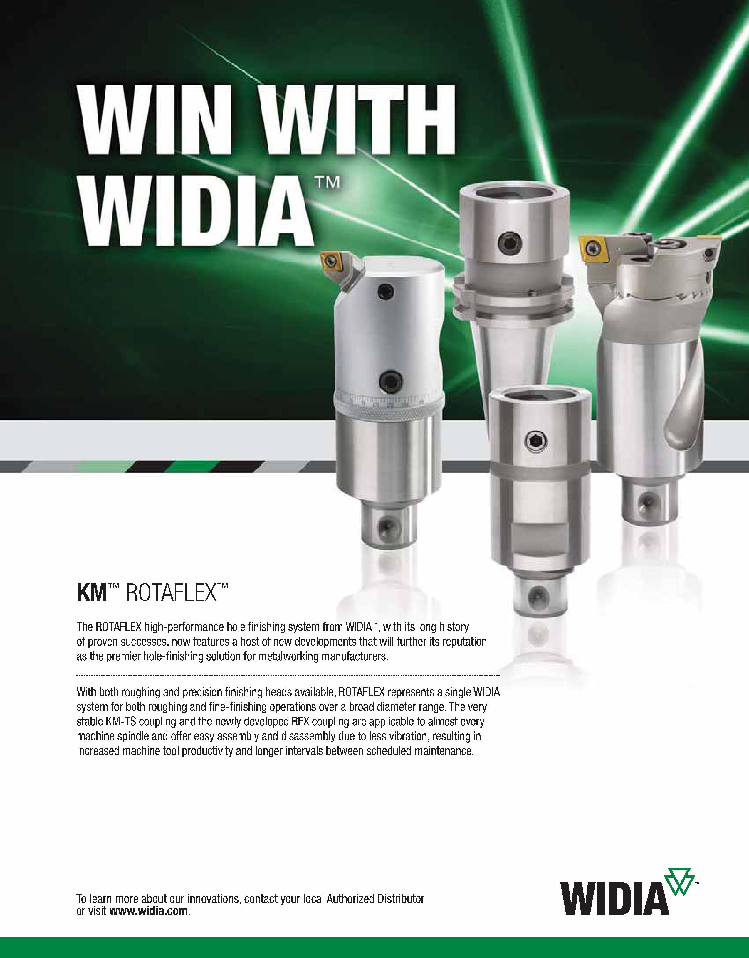 573 KM ROTAFLEX The ROTAFLEX high-performance hole finishing system from WIDIA , with its long history of proven successes, now features a host of ne Каталог WIDIA 2011 Инструментальная оснастка для металлорежущих станков Вспомогательный инструмент для оборудования Адаптеры Насадки Оправки Патроны Стр. C33 ENG