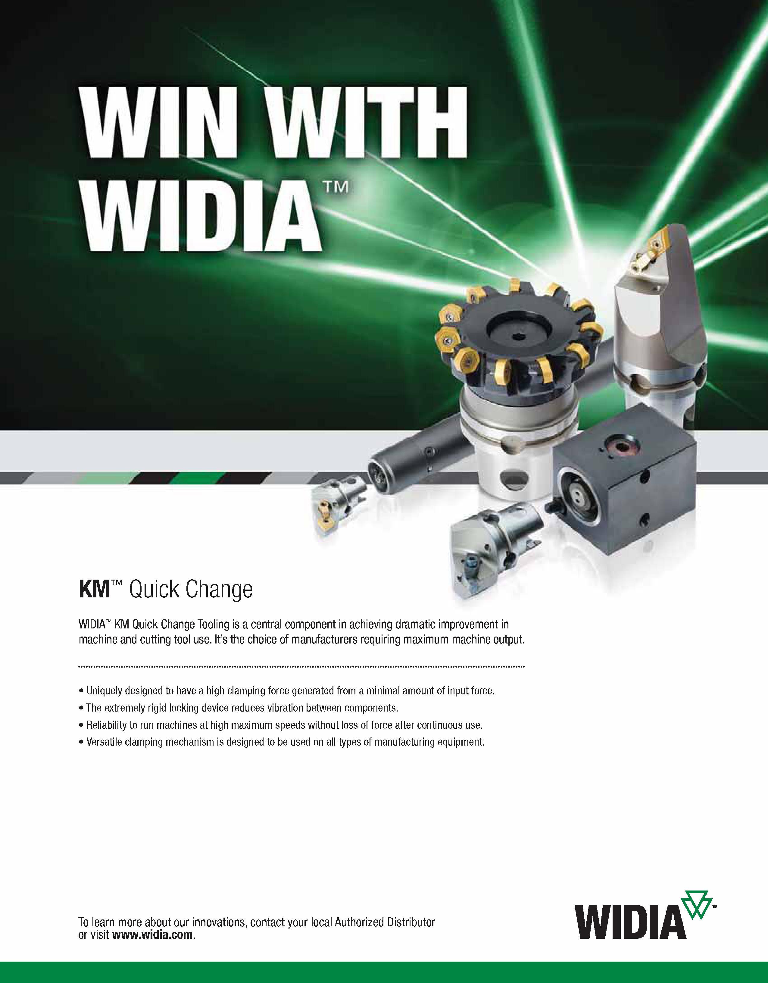 599 WIDIA KM Quick Change Tooling is a central component in achieving dramatic improvement in machine and cutting tool use It’s the choice of manufac Каталог WIDIA 2011 Инструментальная оснастка для металлорежущих станков Вспомогательный инструмент для оборудования Адаптеры Насадки Оправки Патроны Стр. C59 ENG