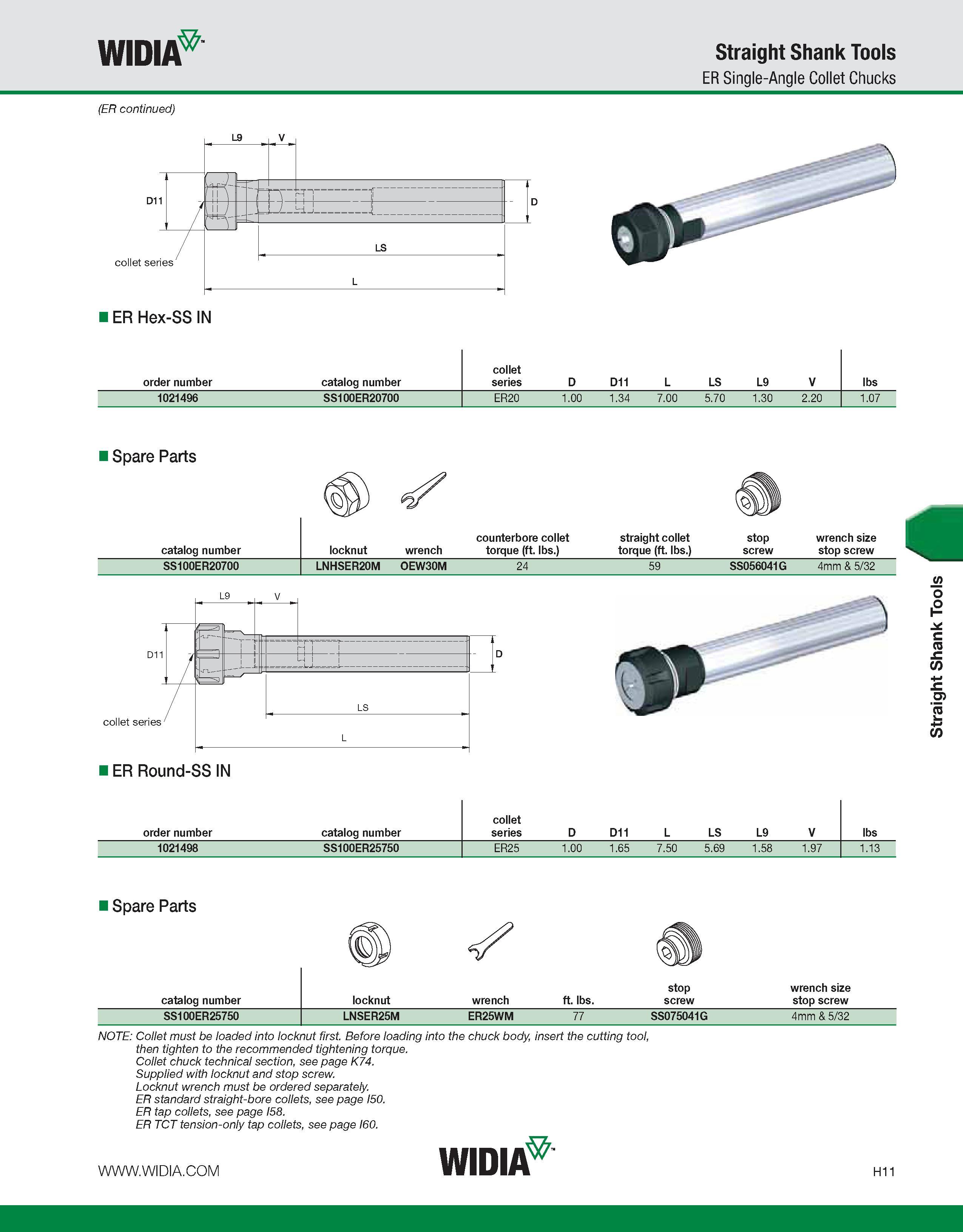 891 WIDIA Straight Shank Tools ER Single-Angle Collet Chucks (ER continued) L ER Hex-SS IN order number catalog number collet series D D11 L LS L9 V Каталог WIDIA 2011 Инструментальная оснастка для металлорежущих станков Вспомогательный инструмент для оборудования Адаптеры Насадки Оправки Патроны Стр. H11 ENG