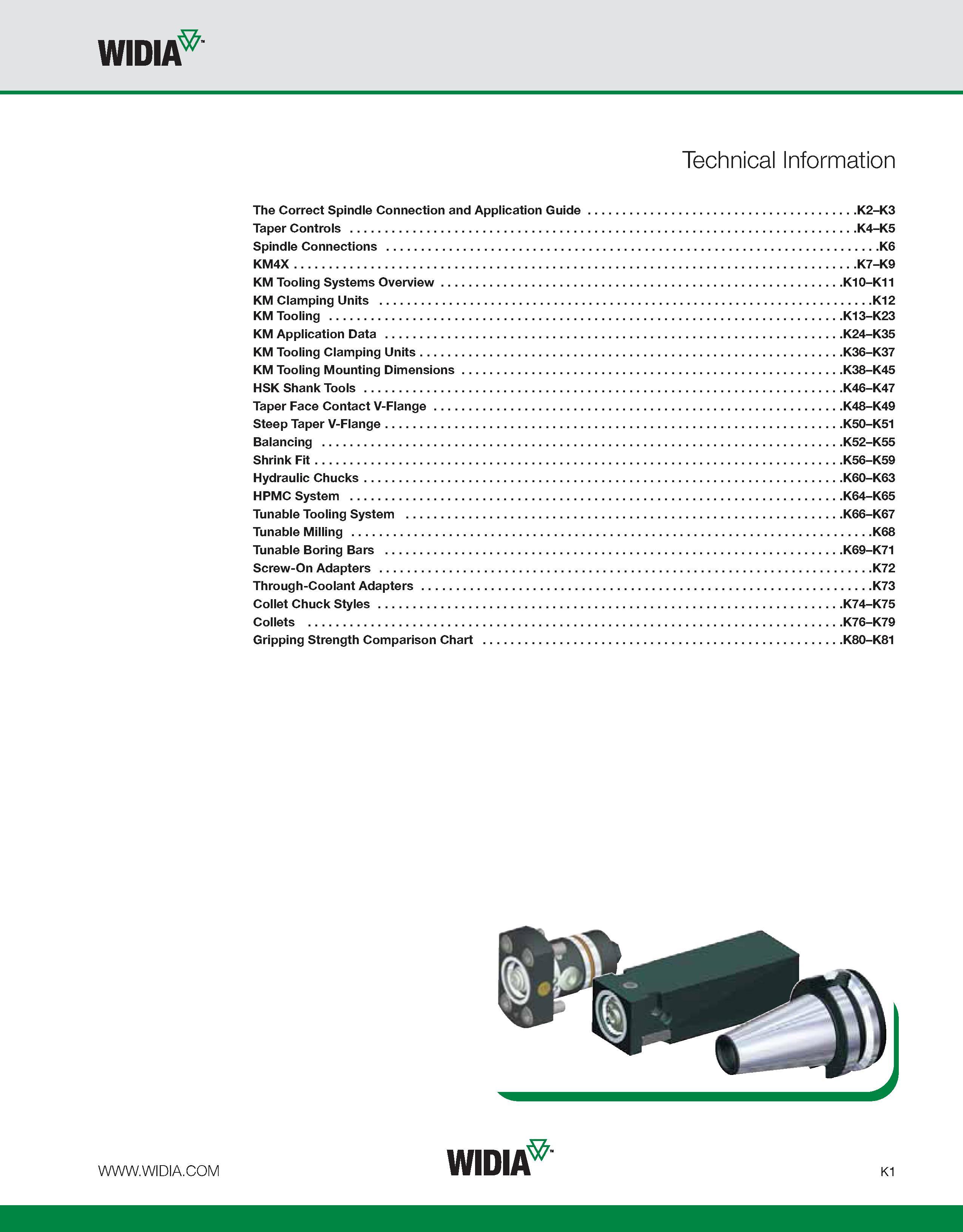 1037 WIDIA Technical Information The Correct Spindle Connection and Application Guide K2-K3 Taper Controls K4-K5 Spindle Connections K6 KM4X K7-K9 KM Каталог WIDIA 2011 Инструментальная оснастка для металлорежущих станков Вспомогательный инструмент для оборудования Адаптеры Насадки Оправки Патроны Стр. K1 ENG