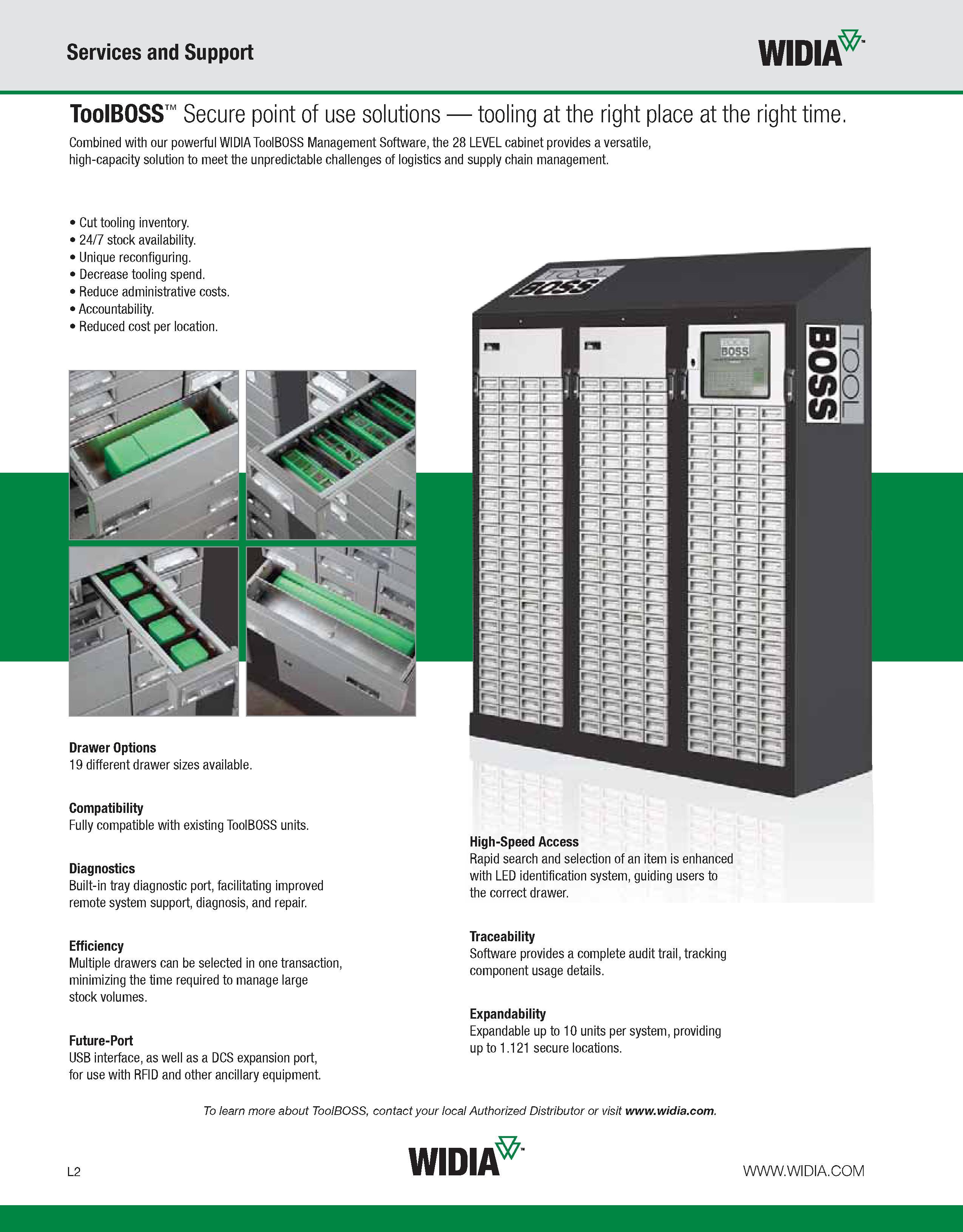 1120 Services and Support WIDIA ToolBOSS Secure point of use solutions tooling at the right place at the right time Combined with our powerful WIDIA T Каталог WIDIA 2011 Инструментальная оснастка для металлорежущих станков Вспомогательный инструмент для оборудования Адаптеры Насадки Оправки Патроны Стр. L2 ENG