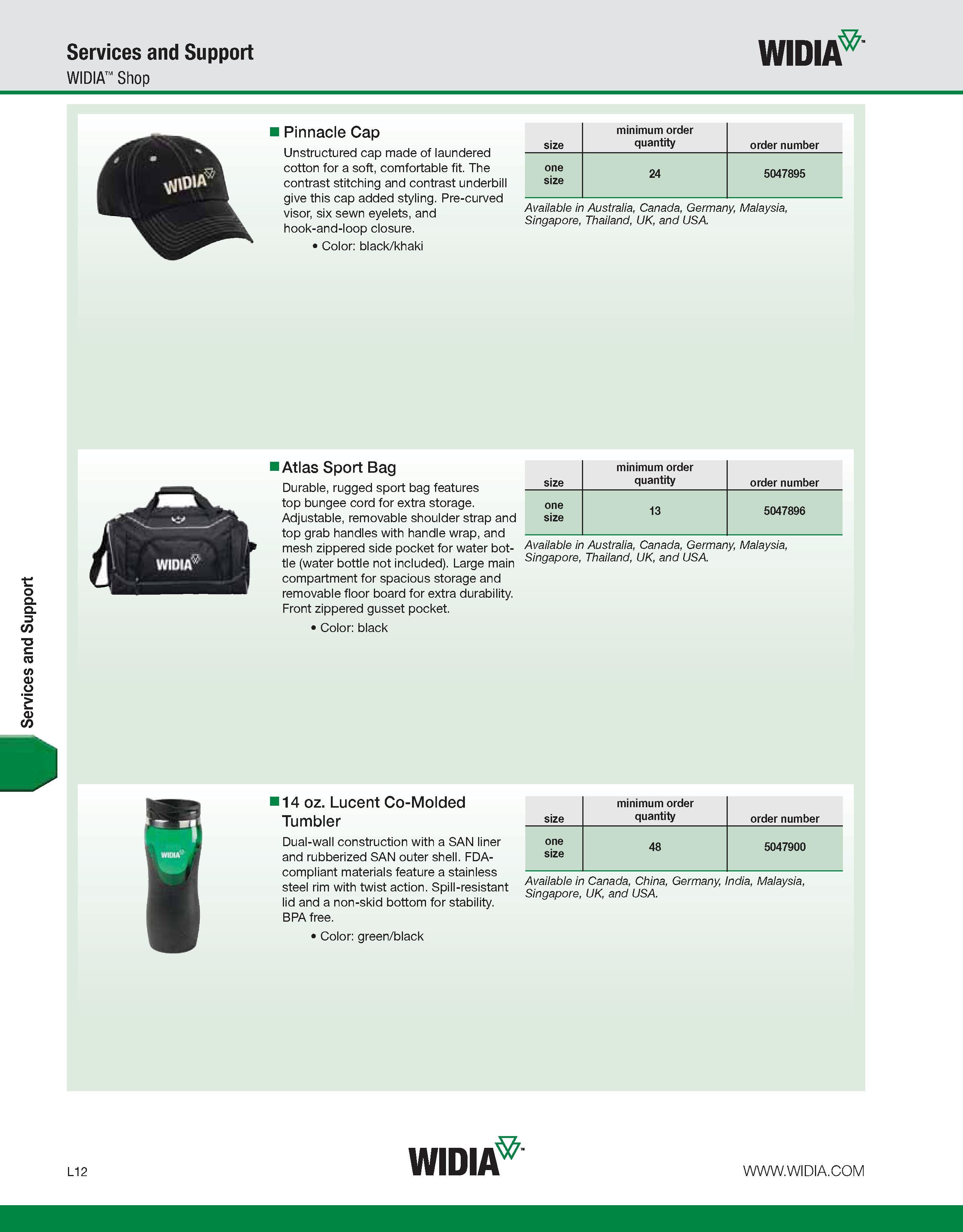 1130 Services and Support Services and Support WIDIA WIDIA Shop fit' i Pinnacle Cap Unstructured cap made of laundered cotton for a soft, comfortable Каталог WIDIA 2011 Инструментальная оснастка для металлорежущих станков Вспомогательный инструмент для оборудования Адаптеры Насадки Оправки Патроны Стр. L12 ENG