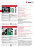 13 Wurth HHS FLUID Технические характеристики Базовое масло синтетическое/вазелин Твердое смазочное вещество -25 + 170° С, временно до +200° С Термо Каталог WURTH 2013 Автомобильная химия Крепеж и метизы Инструмент режущий абразивный пневматический электрический Материалы и оборудование для мастерских автосервиса Стр. 12