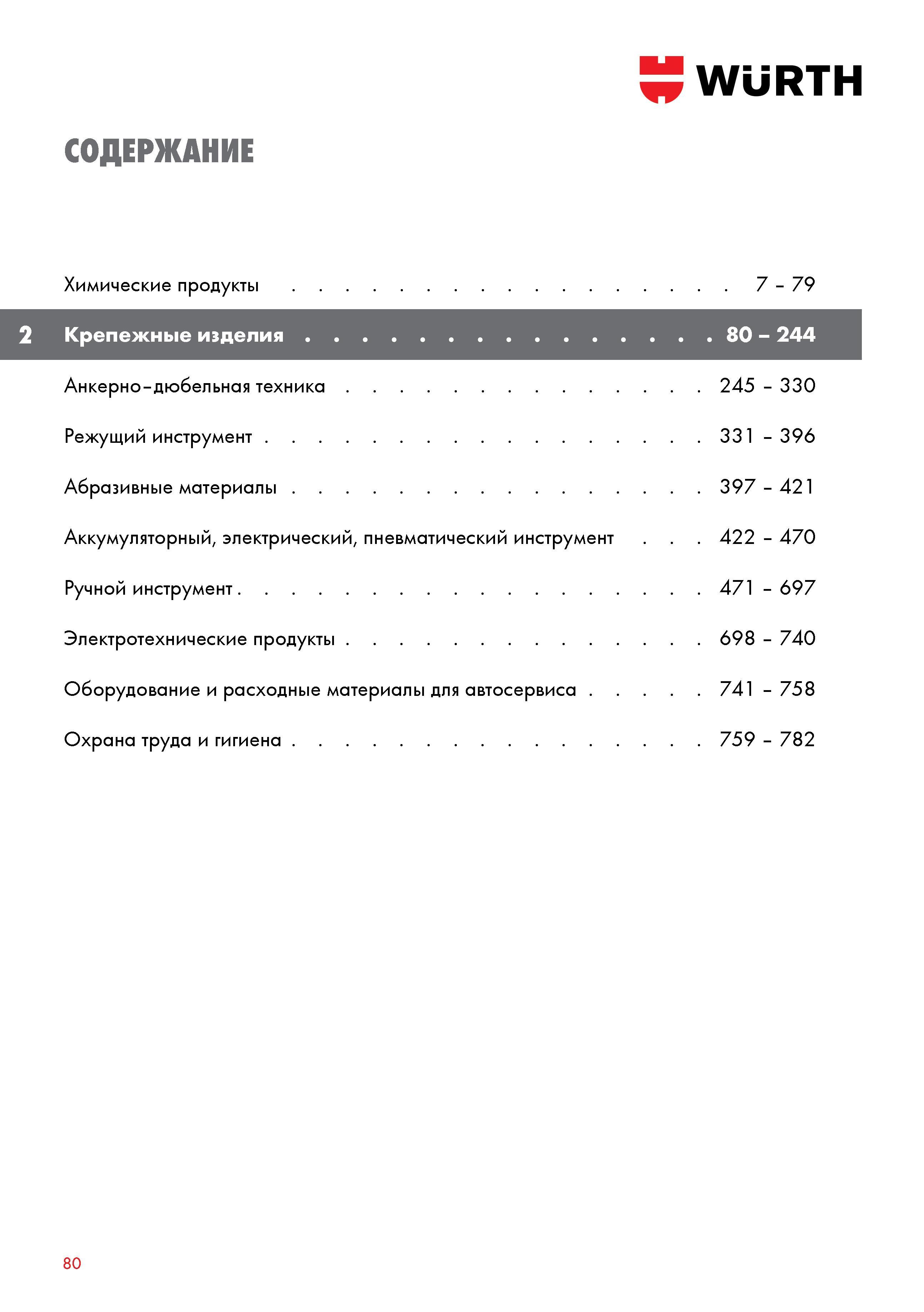 80 Крепежные изделия Вюрт Каталог WURTH 2016 Режущий и слесарный инструмент Продукция химическая и электротехническая Крепежные изделия Расходные и абразивные материалы Стр. 80