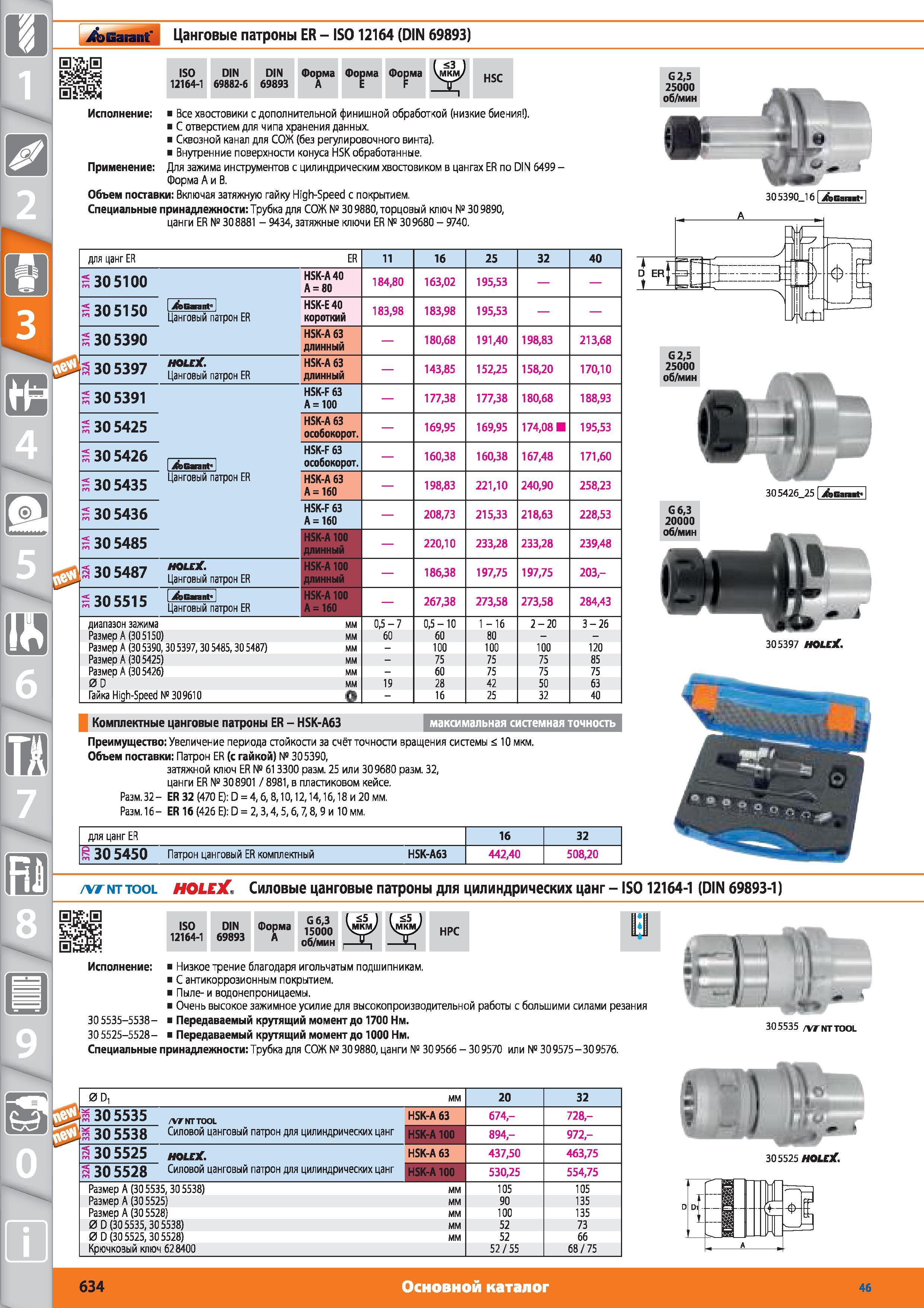 634 Цанговые патроны ER IS012164 (DIN 69893) от Hoffmann Group Все хвостовики с дополнительной финишной обработкой (низкие биения ) С отверстием для чипа Каталог HOFFMANN GROUP 2015 № 46 на русском Инструмент Оборудование Инвентарь Комплексные технологические решения и поставки Стр. 634